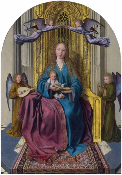 The Virgin and Child Enthroned, with Four Angels by Quinten Metsys
