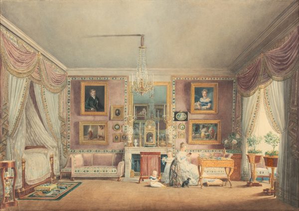 GARNERAY - View of Duchesse de Berry's bedroom in the Pavillion de Marsan by Auguste-Siméon Garneray