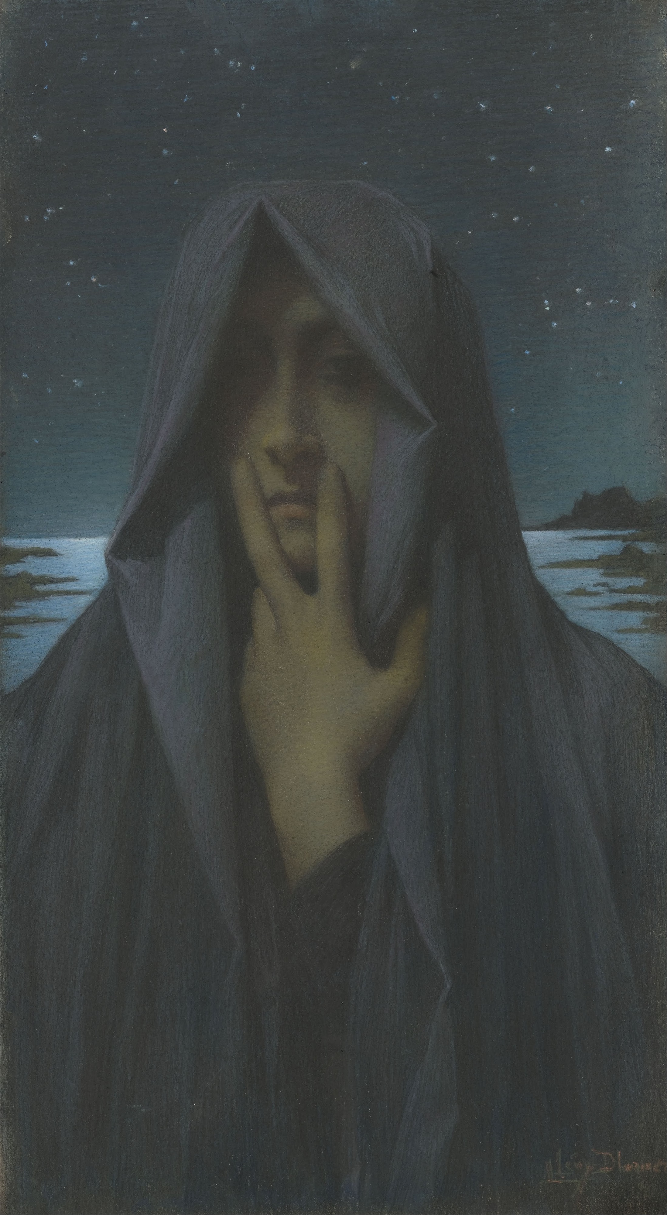 Le Silence by Lucien Lévy-Dhurmer (1865 - 1953) – Painter (French) Born in Alger. Died in Le Vésinet. Details on Google Art Project