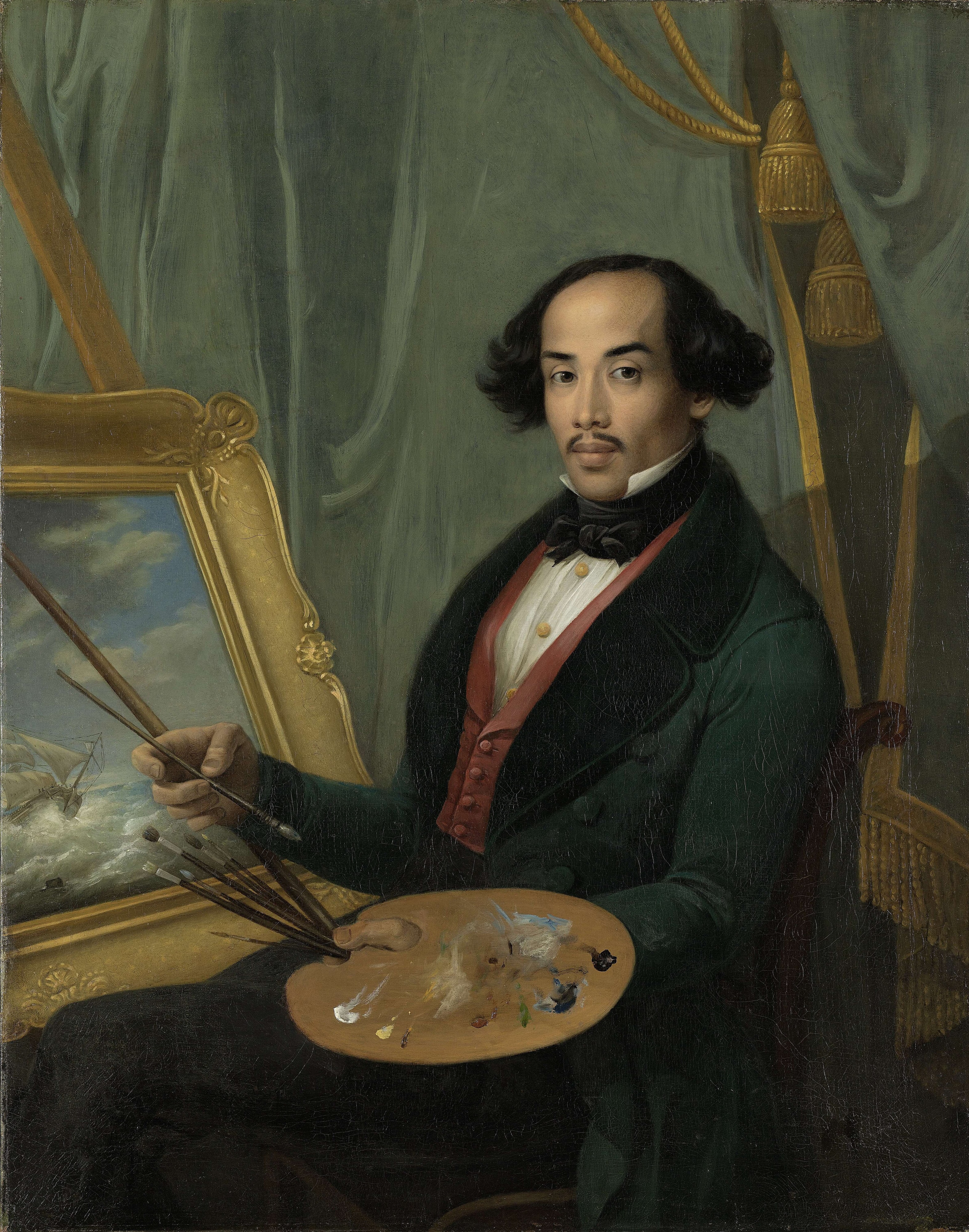 Portrait of Raden Saleh (1811-1880), painter by Friedrich Carl Albert Schreuel