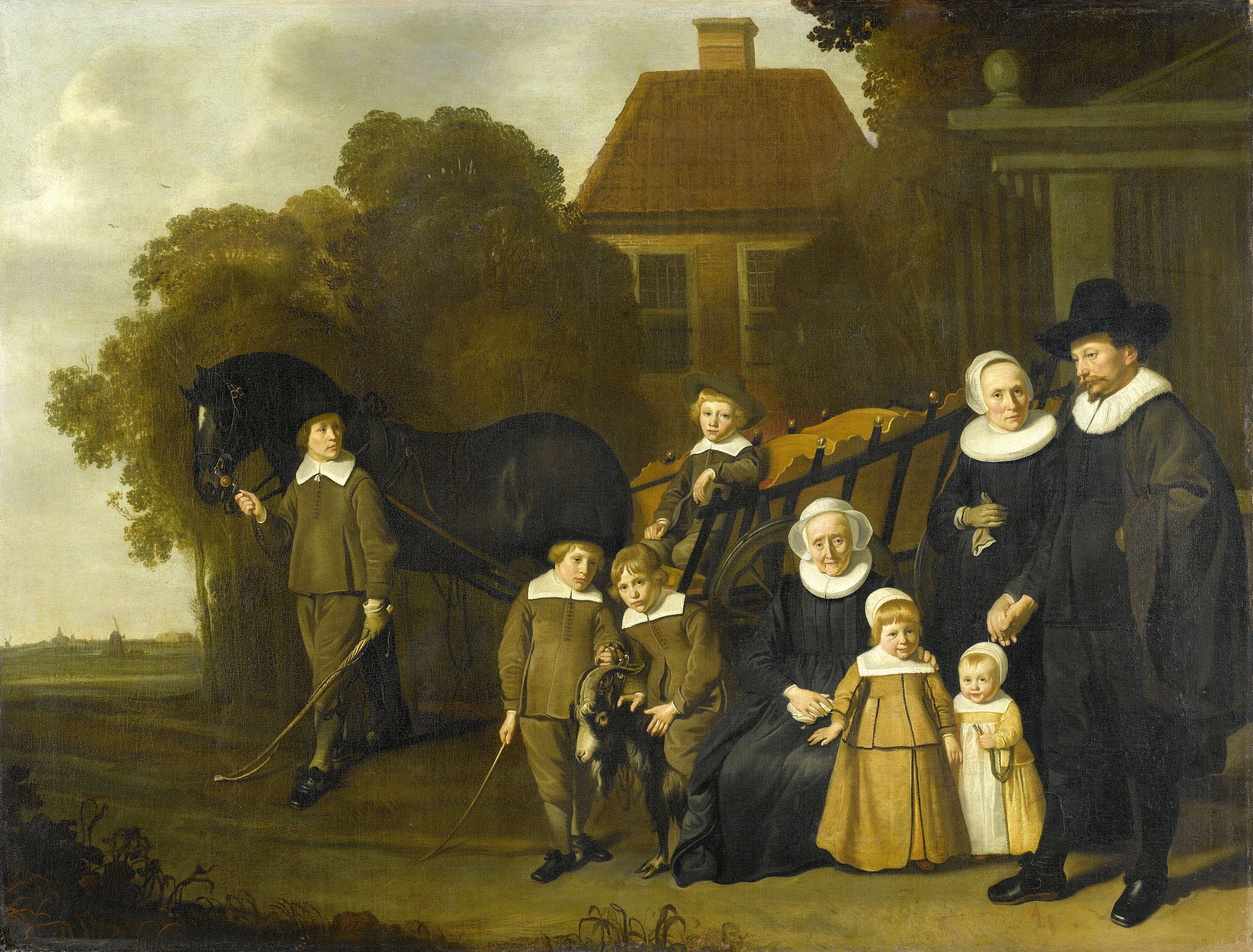 Portrait of the Meebeeck Cruywagen family near the gate of their country home on the Uitweg near Amsterdam . by Jacob van Loo