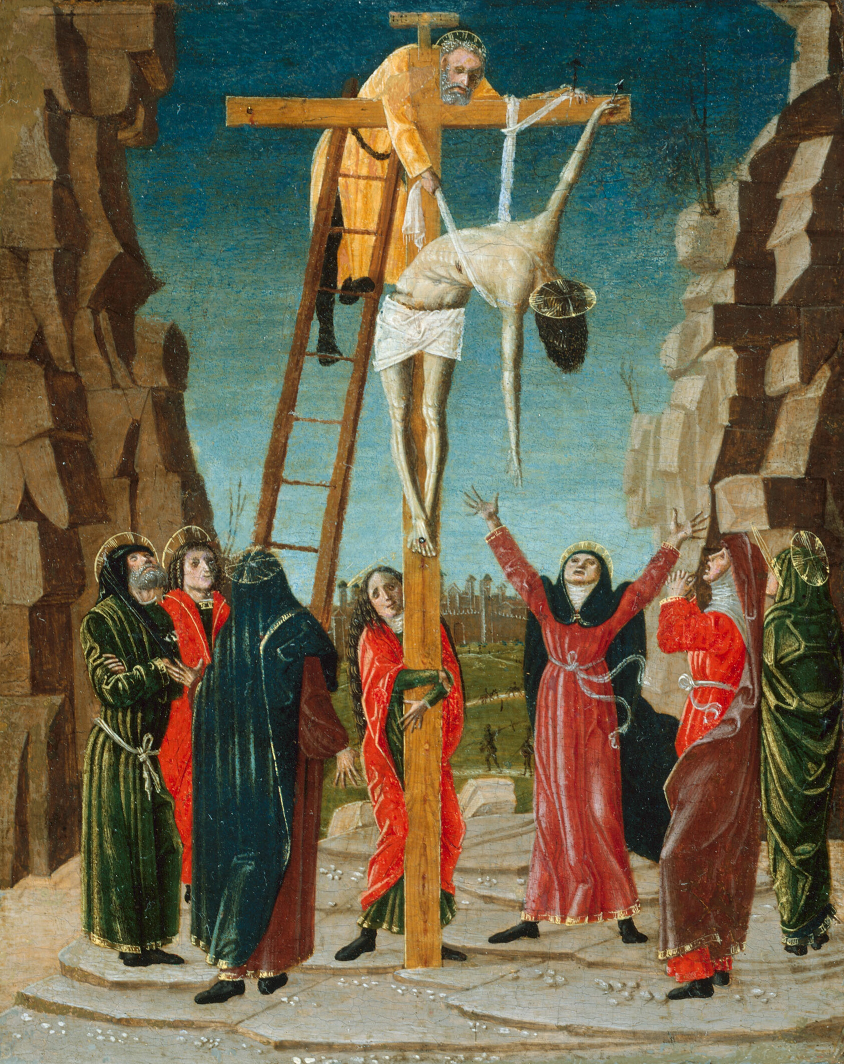 A work made of tempera on panel.