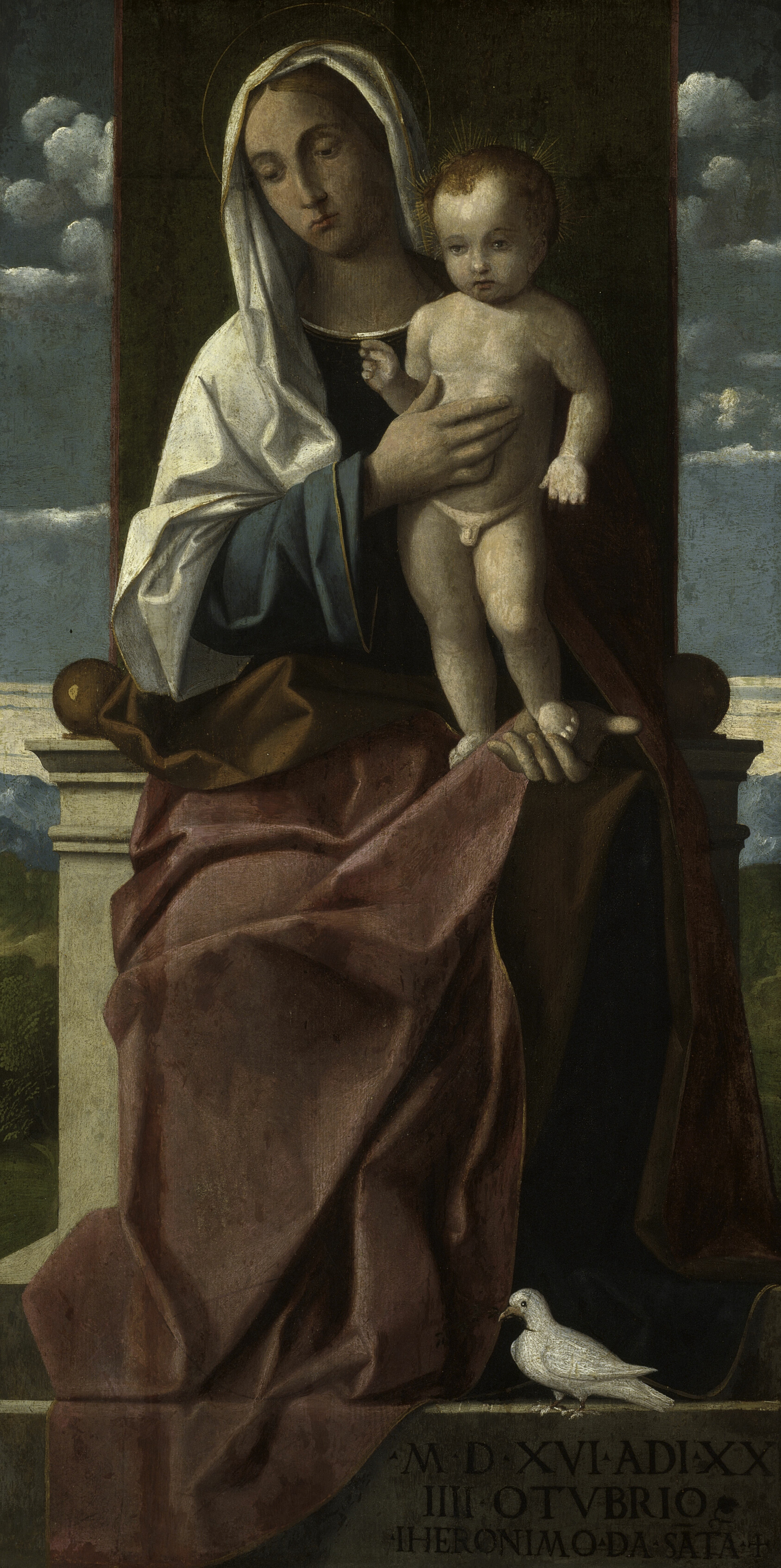 A work made of tempera and oil (?) on panel, transferred to canvas.
