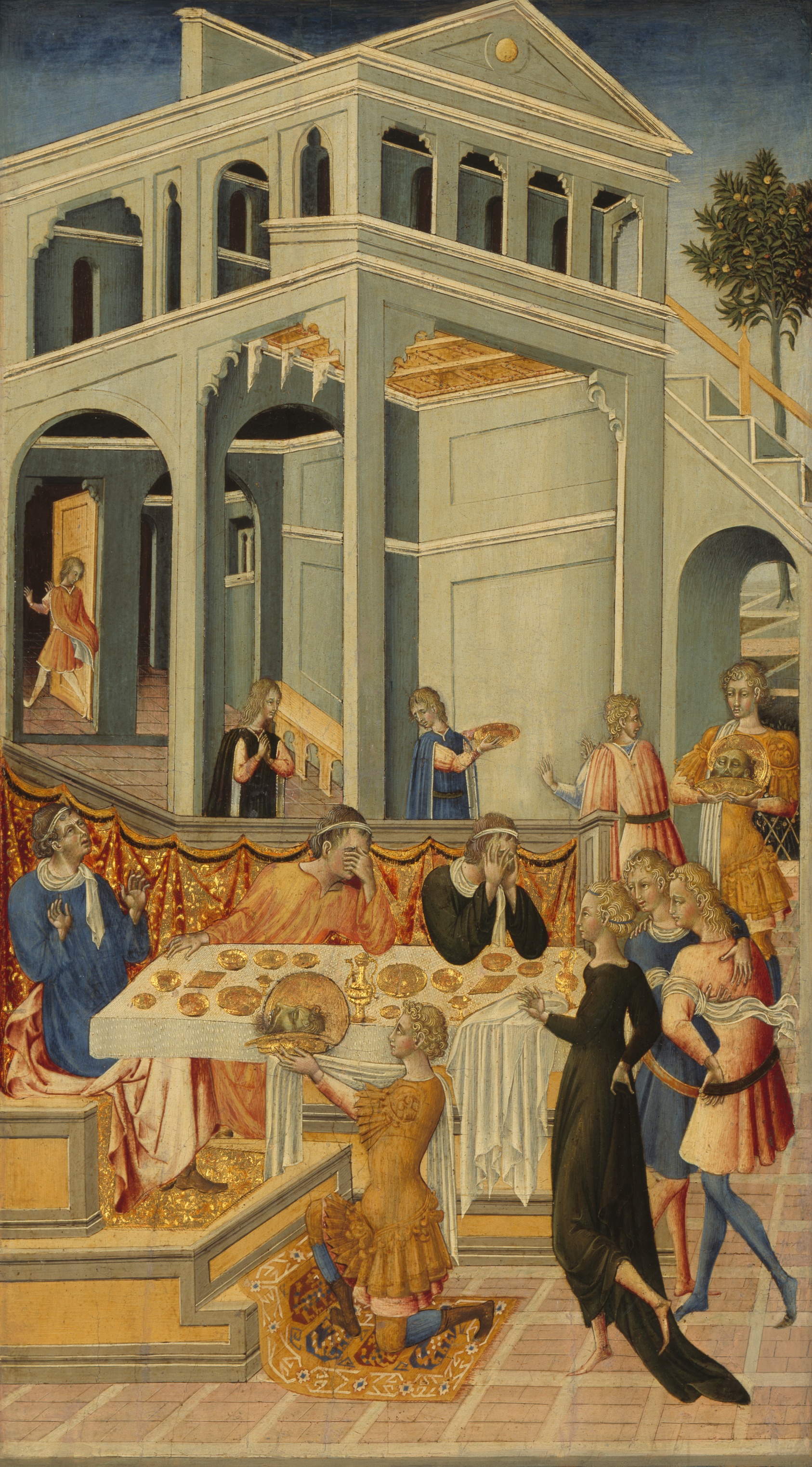 A work made of tempera on panel.