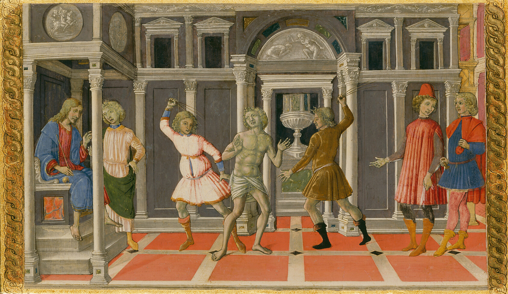 A work made of tempera on panel.