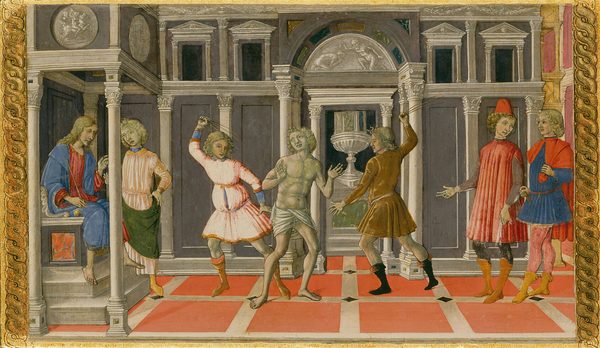 A work made of tempera on panel.