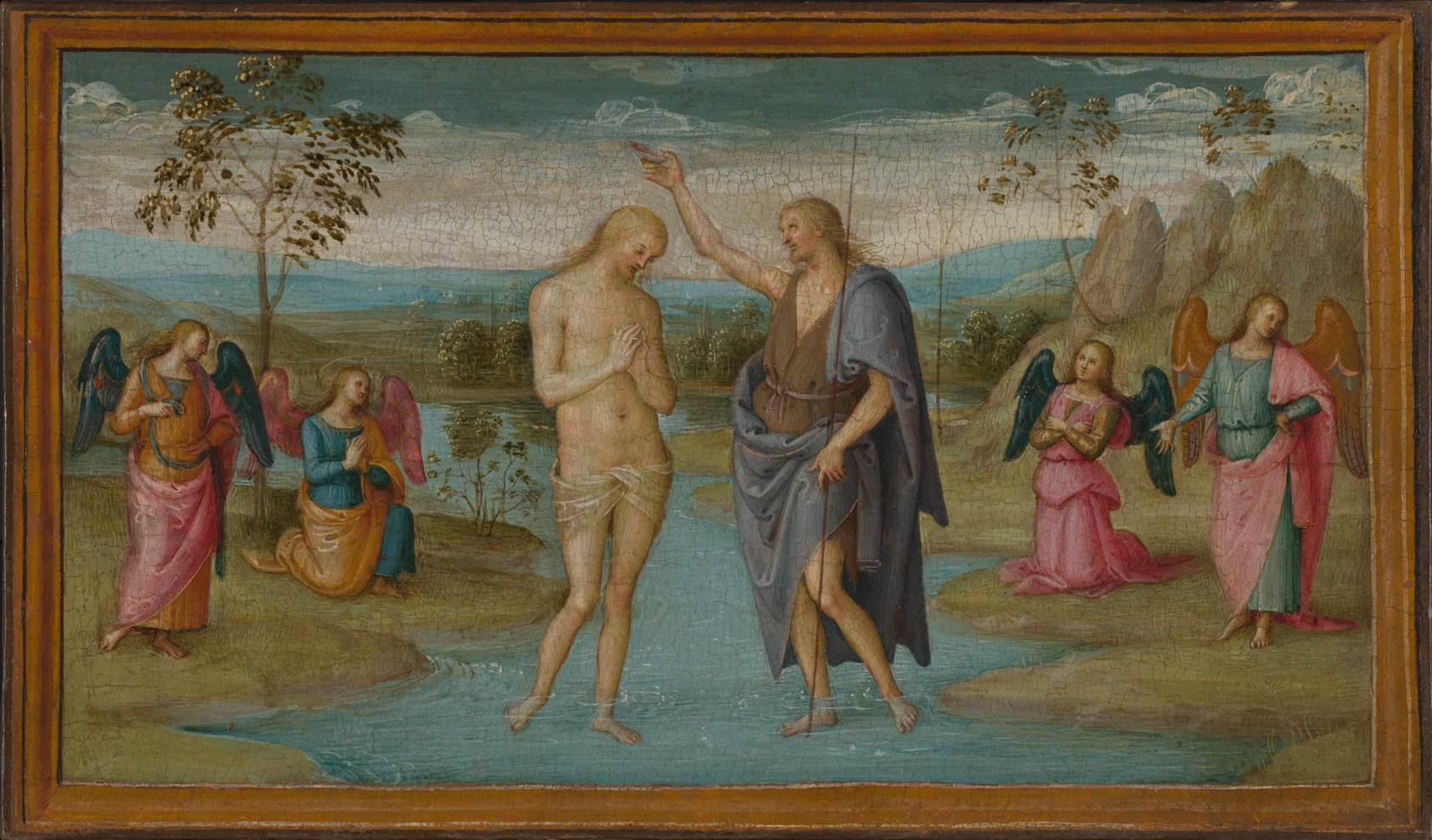 A work made of tempera on panel, transferred to canvas.