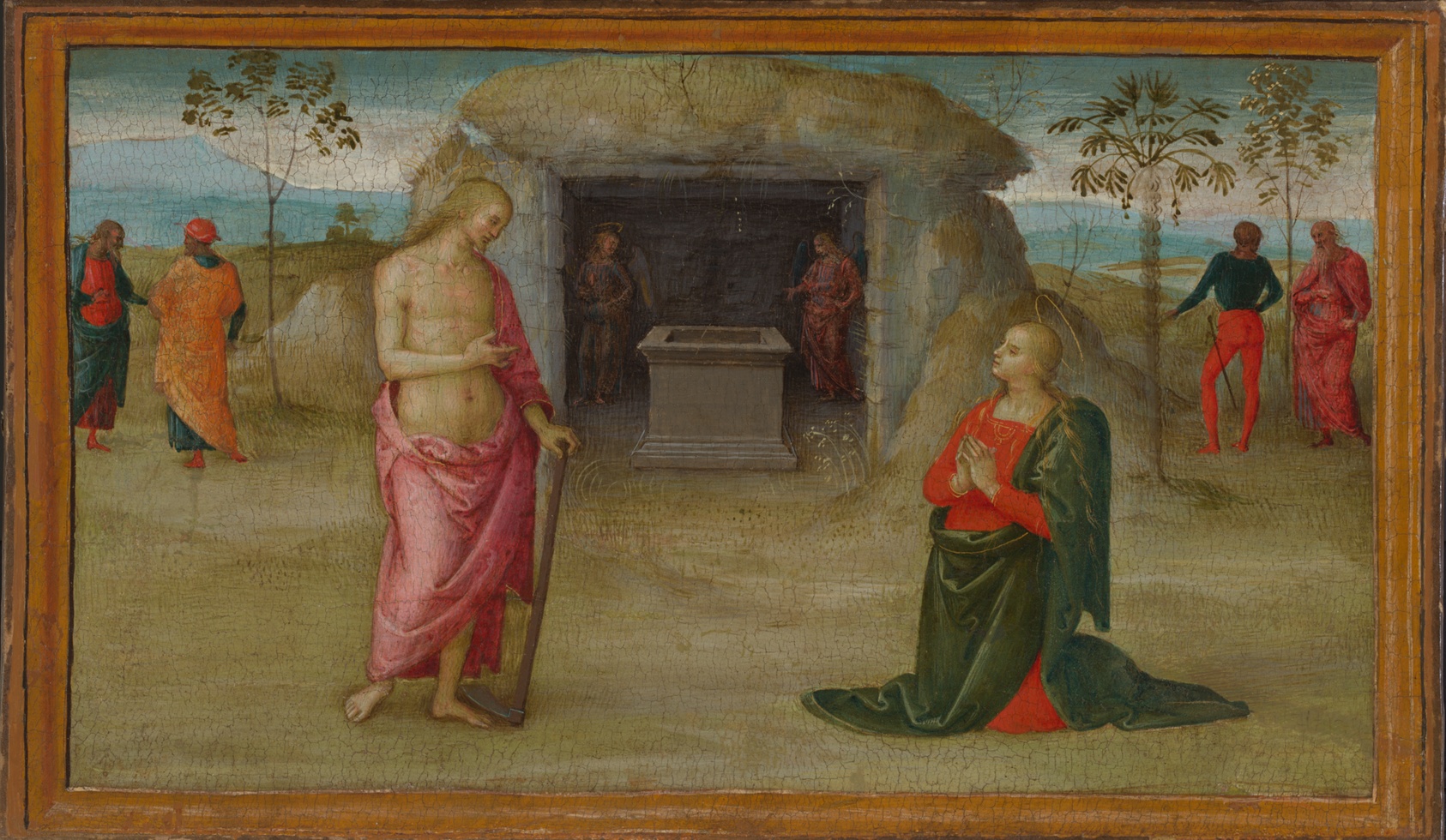 A work made of tempera on panel, transferred to canvas.