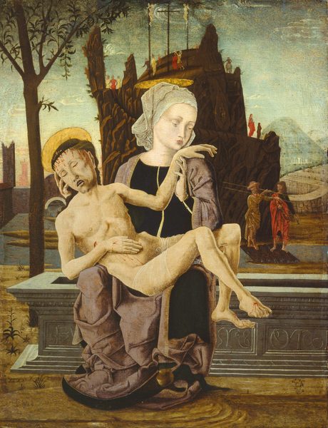 A work made of tempera on panel.