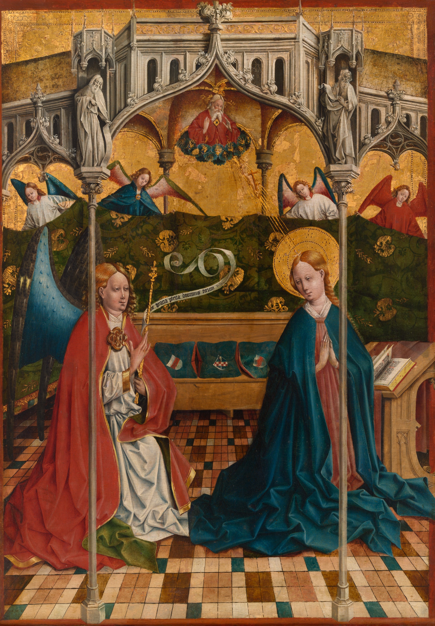 A work made of oil on panel, transferred to canvas.