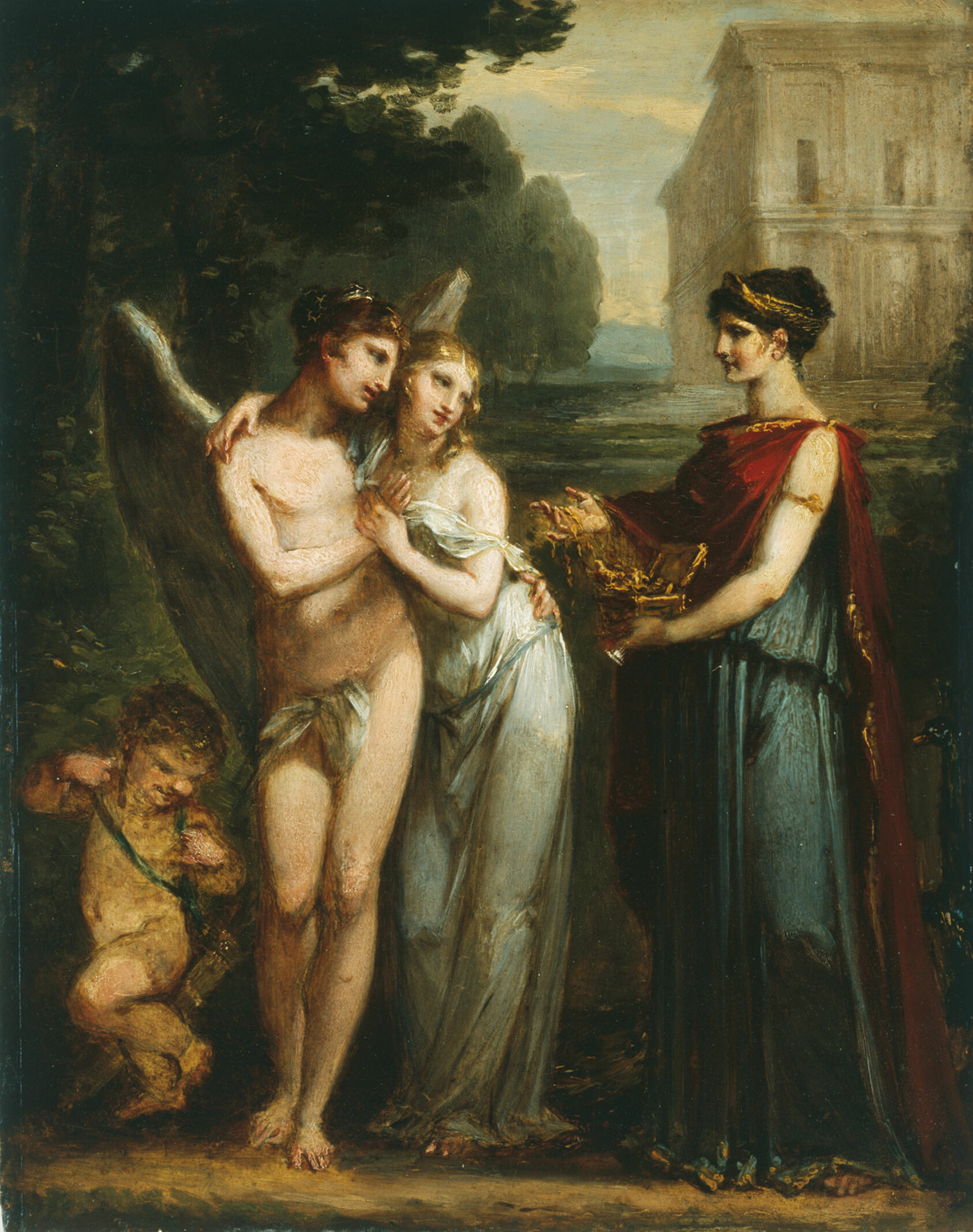 A work made of oil on panel.