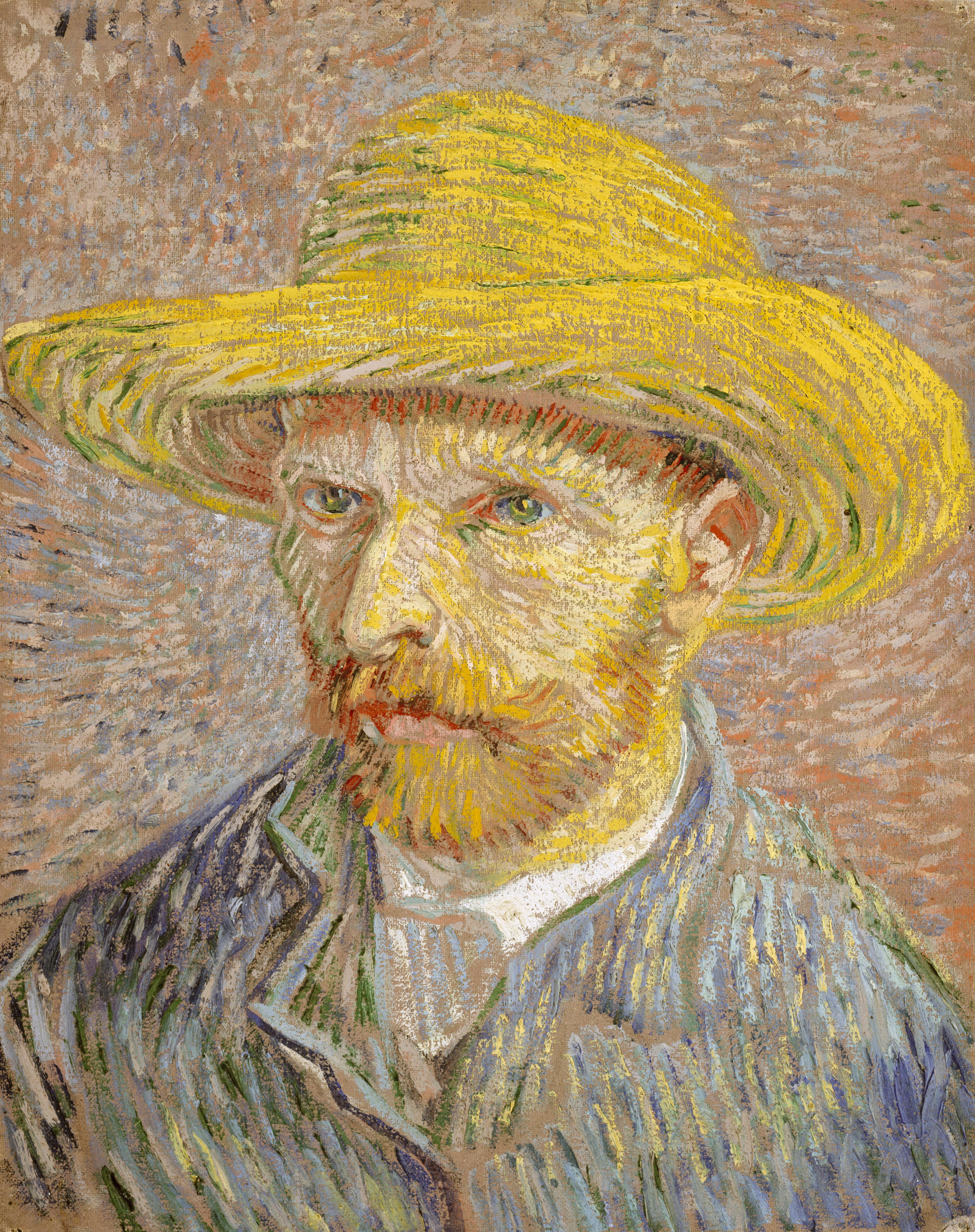 Self-Portrait with a Straw Hat, 1887, by Vincent van Gogh