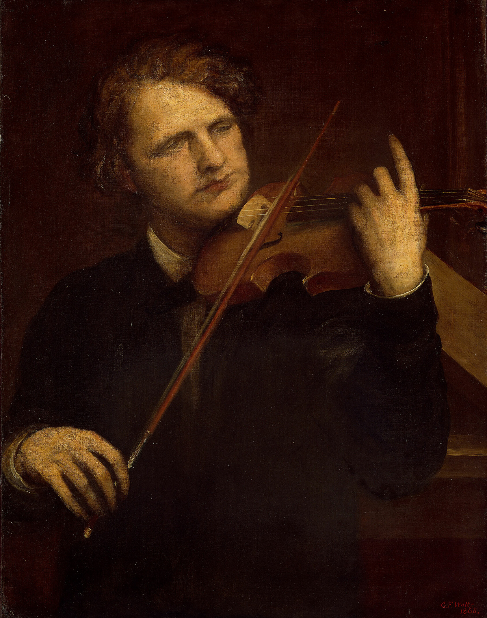 A work made of oil on canvas.