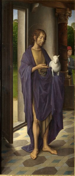 The Virgin and Child with Saints Catherine and Barbara, and John Donne of Kidwelly and his family by Hans Memling