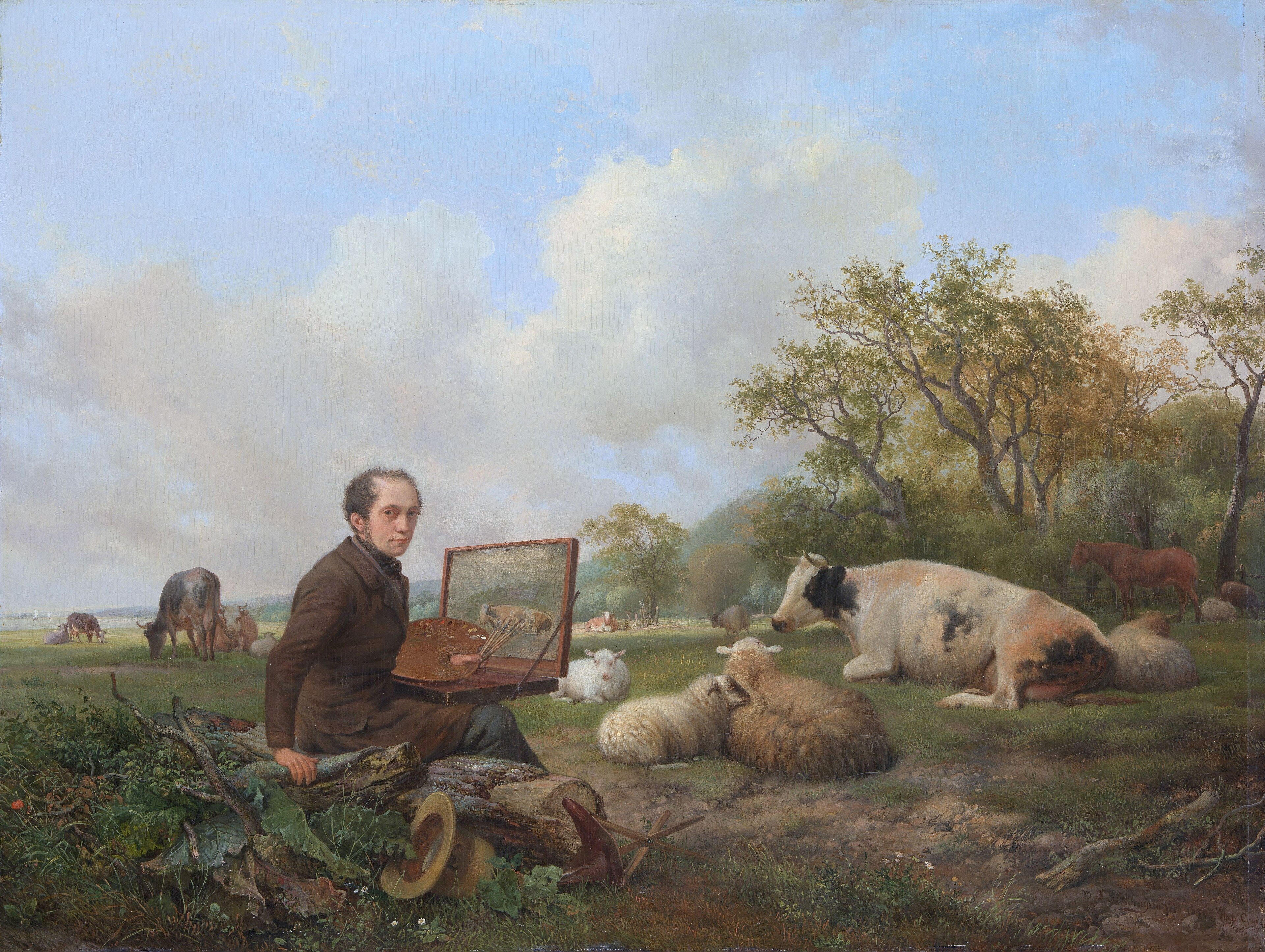 The Artist Painting a Cow in a Meadow by Hendrik van de Sande Bakhuyzen