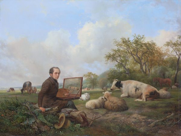 The Artist Painting a Cow in a Meadow by Hendrik van de Sande Bakhuyzen