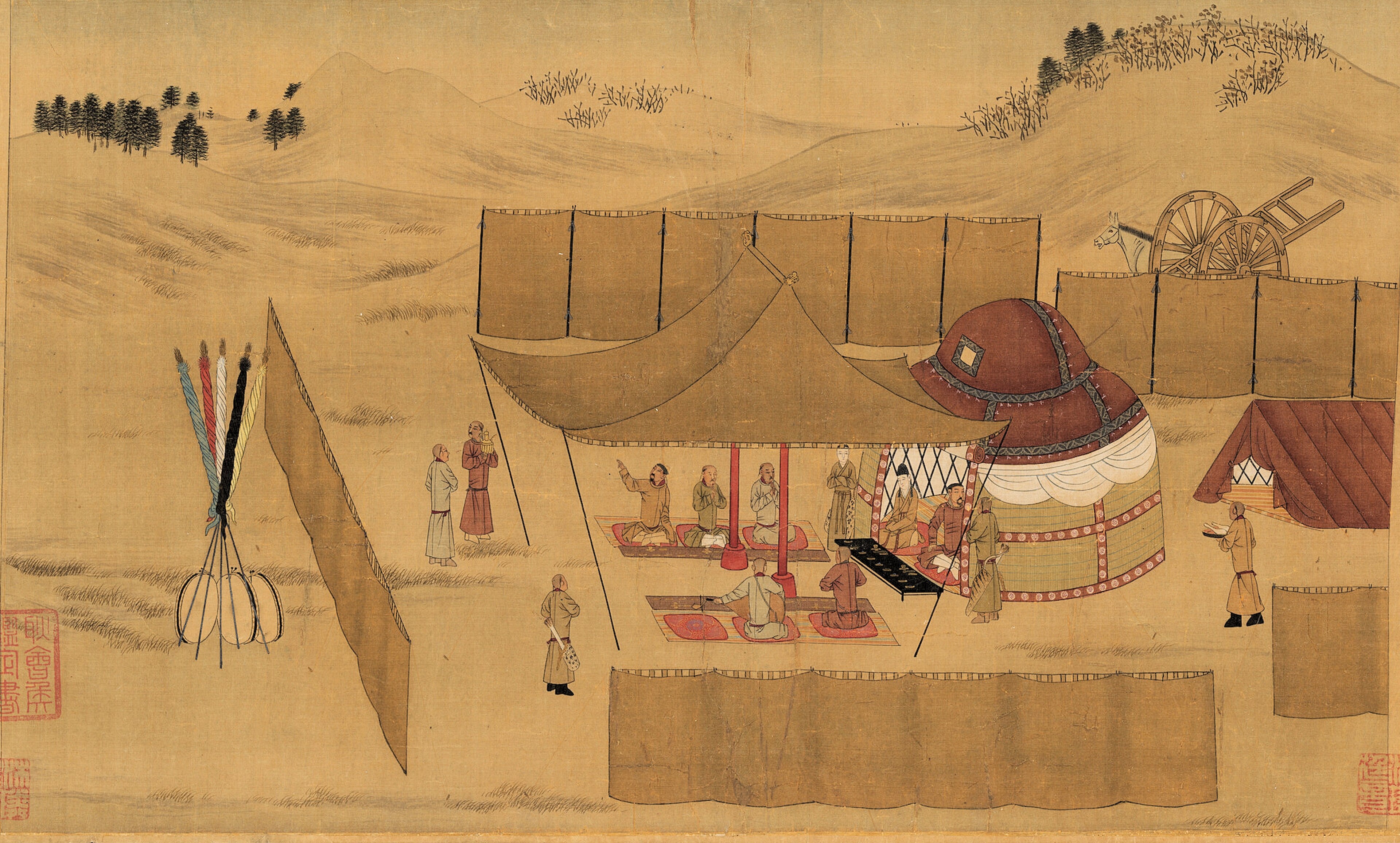 Camp of the Khitans-Liao (12th century) in a painting copied from the Wen-chi scrolls (early 15th century) by Unidentified artist Chinese, early 15th century