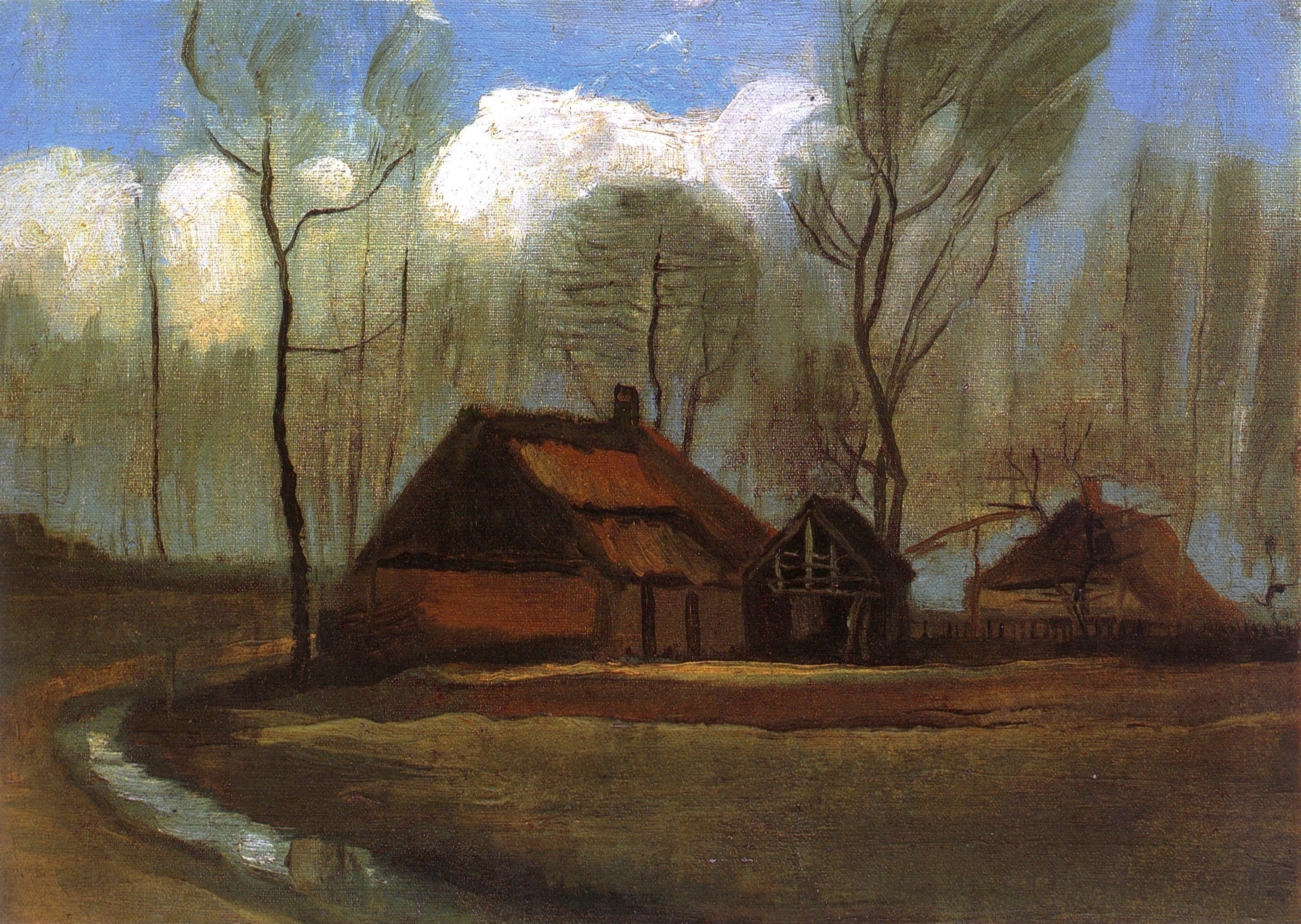 Farmhouse Among Trees, 1883-09, by Vincent van Gogh