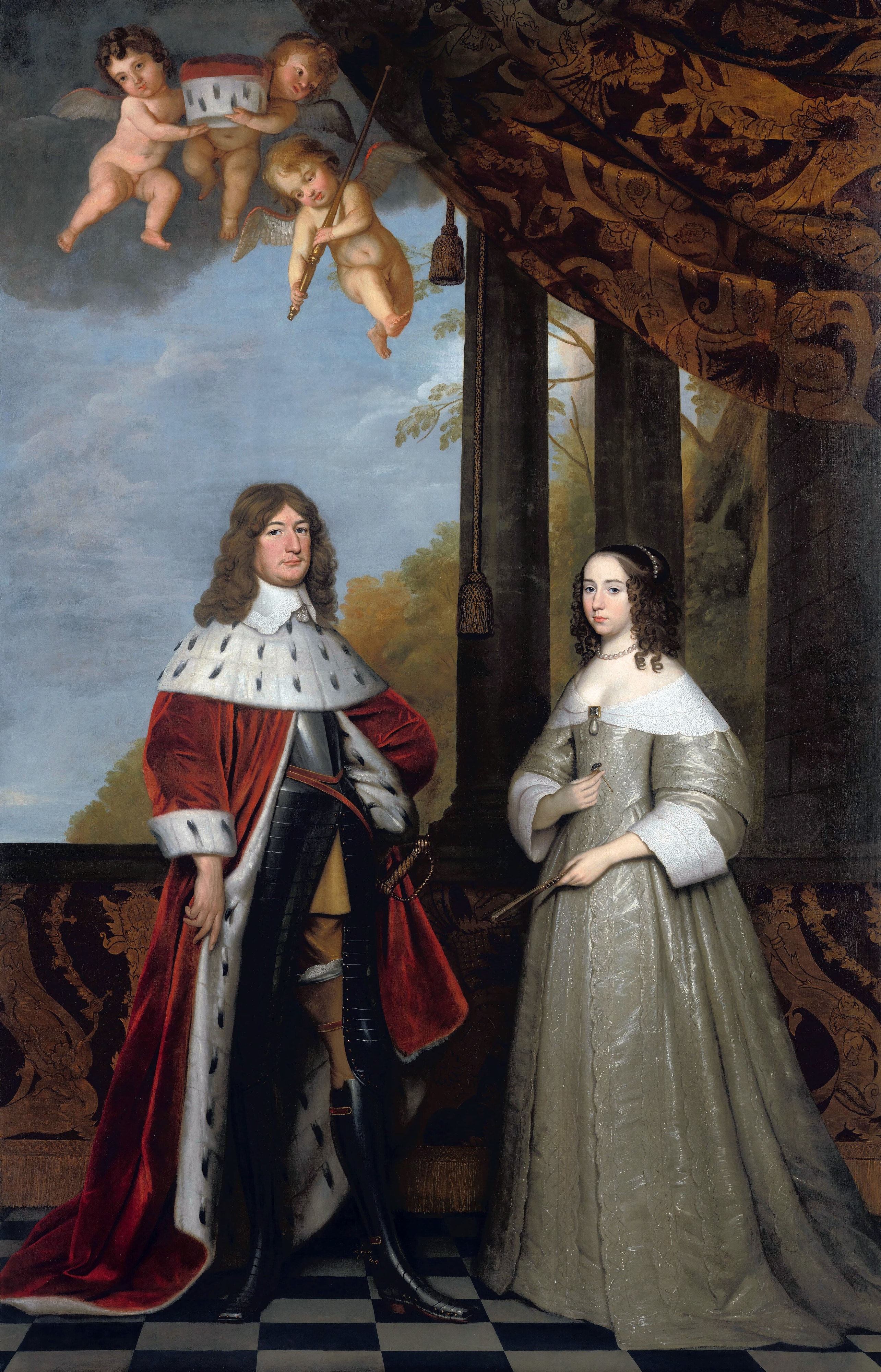 Friedrich Wilhelm (1620-88), Elector of Brandenburg, and his wife Louise Henriette (1627-67), Countess of Orange-Nassau by Gerard van Honthorst