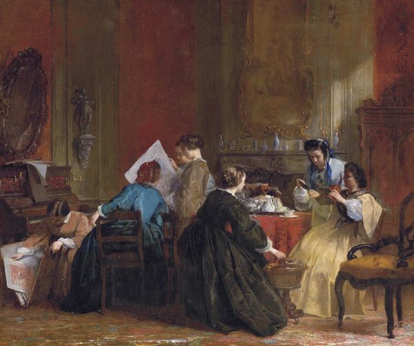 Group of Women Looking at Stereoscope Photographs by Jacob Spoel