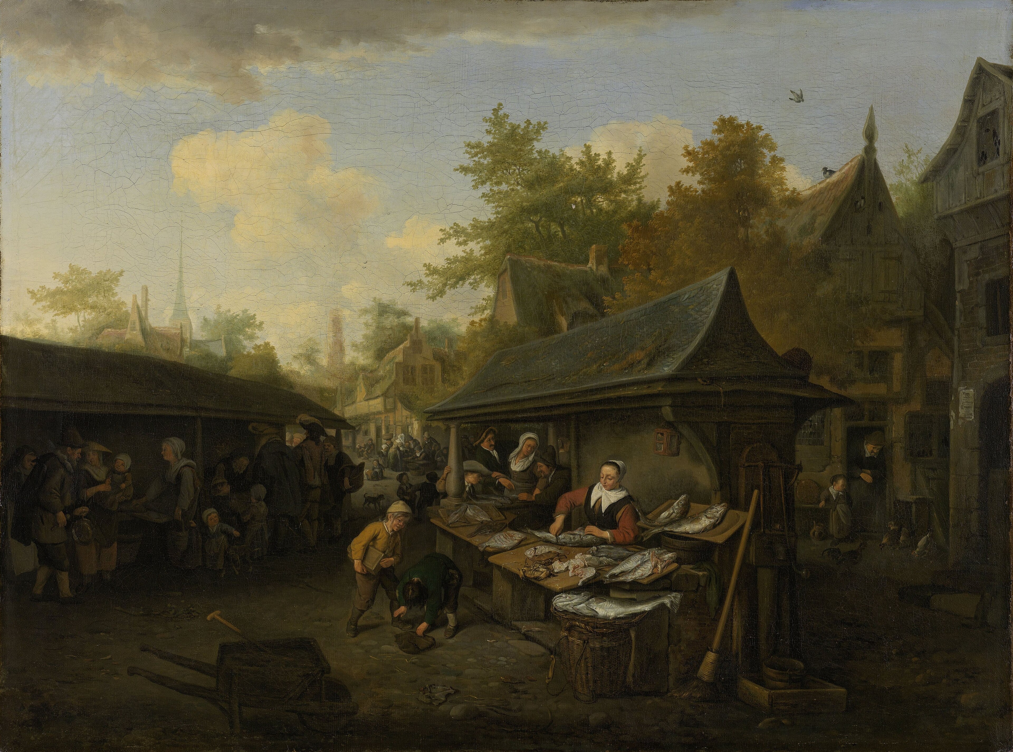 Fish market . by Cornelis Dusart