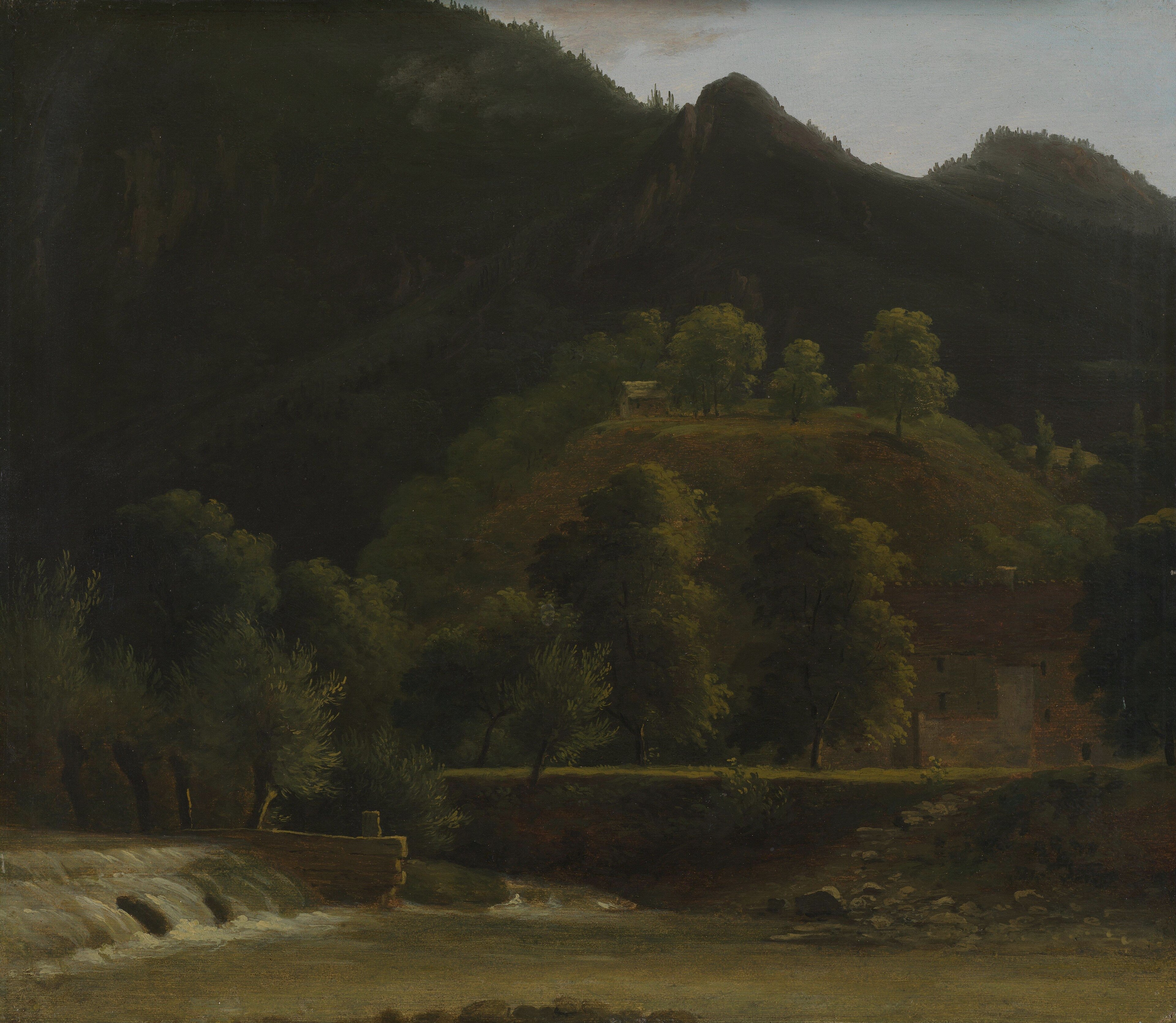 Buildings by a Weir in a Mountainous Valley by Jean-Joseph-Xavier Bidauld