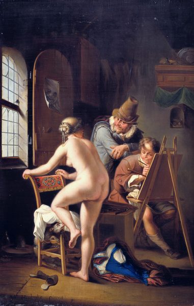 the painter and his model by Nicolaas Verkolje