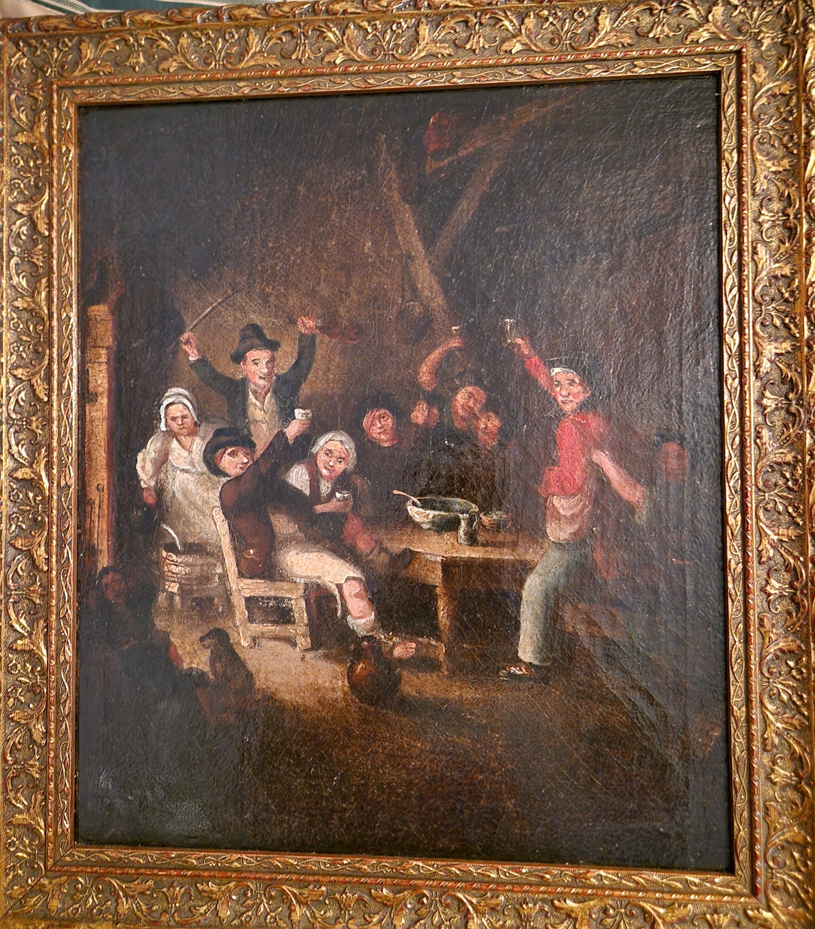 Egbert van Heemskerck II – Tavern Interior with Peasants – c. 1720 – Oil on panel by Circle of Egbert van Heemskerck II (1676–1744)