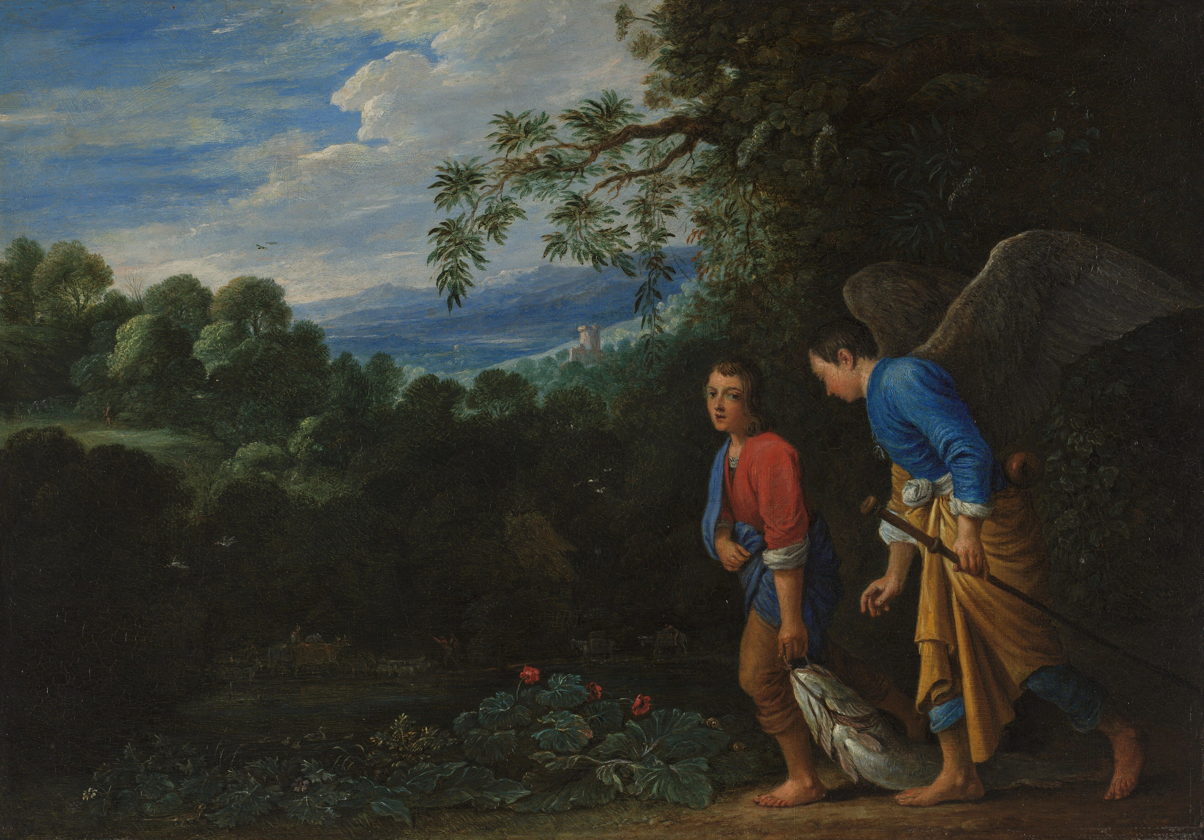 Tobias and the Archangel Raphael returning with the Fish by Adam Elsheimer