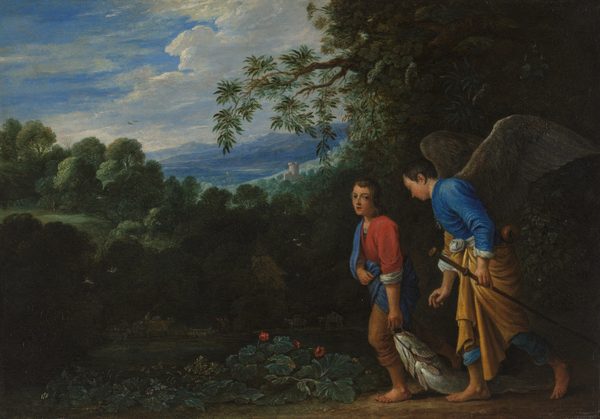 Tobias and the Archangel Raphael returning with the Fish by Adam Elsheimer