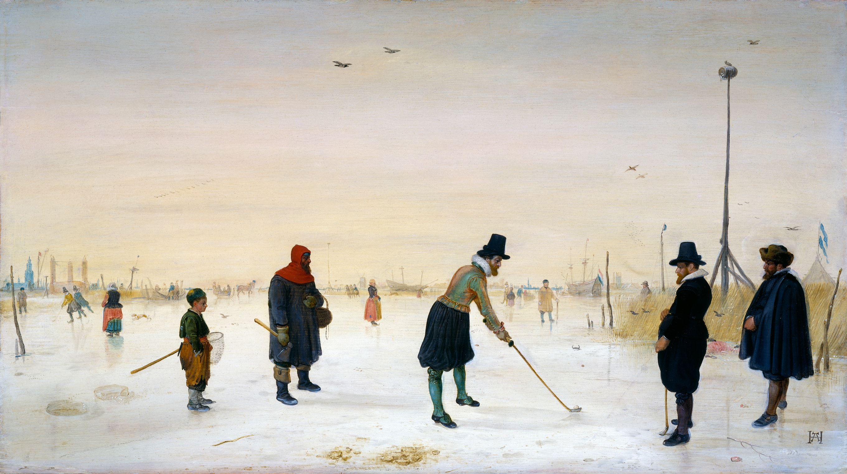 Colf players on the ice by Hendrick Avercamp