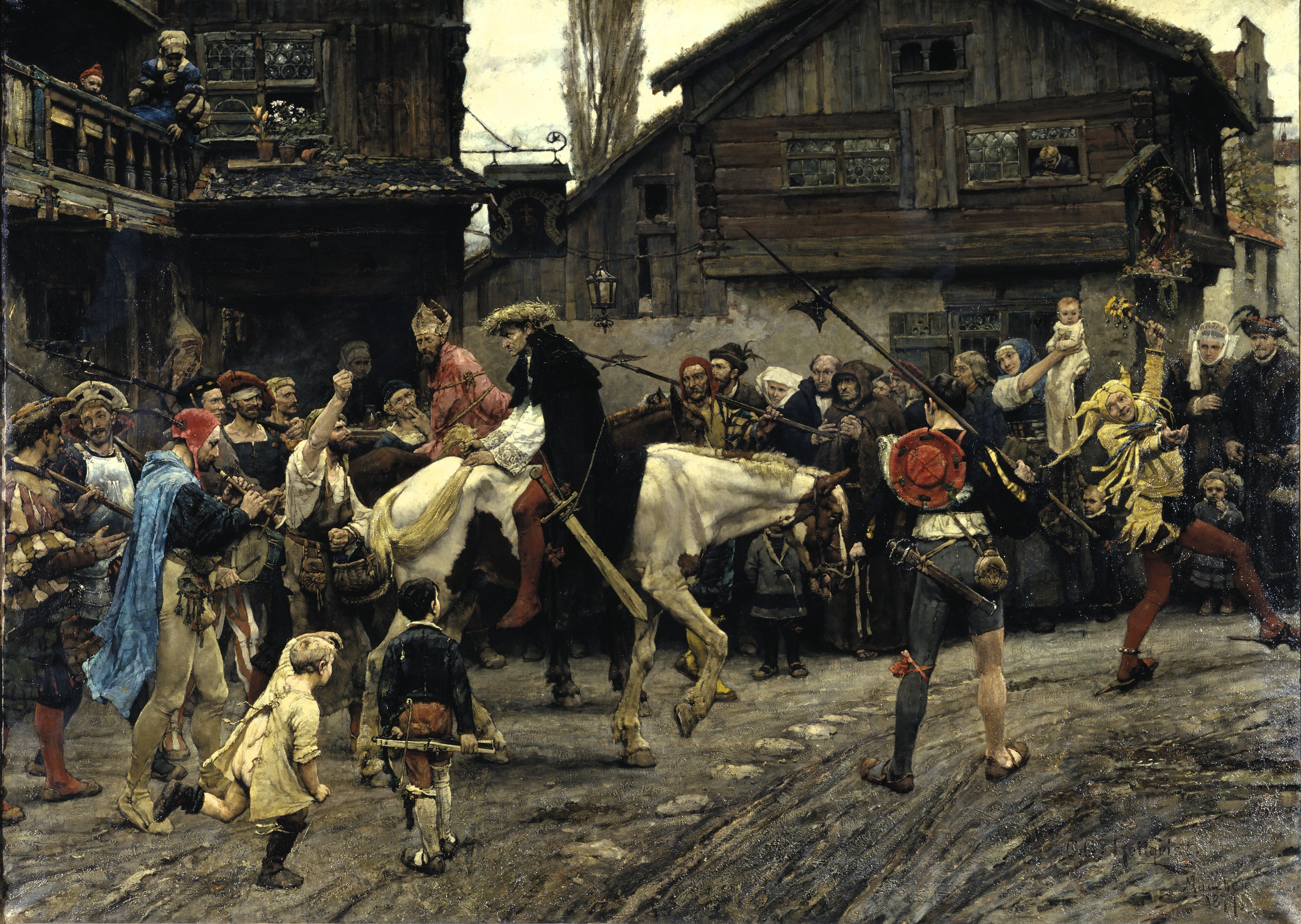 Peder Sunnanväder's and Mäster Knut's Ignominious Entry into Sthlm 1526 (Carl Gustaf Hellqvist) - Nationalmuseum - 19764 (1) by Nationalmuseum Stockholm. Artist: Carl Gustaf Hellqvist (1851-1890).