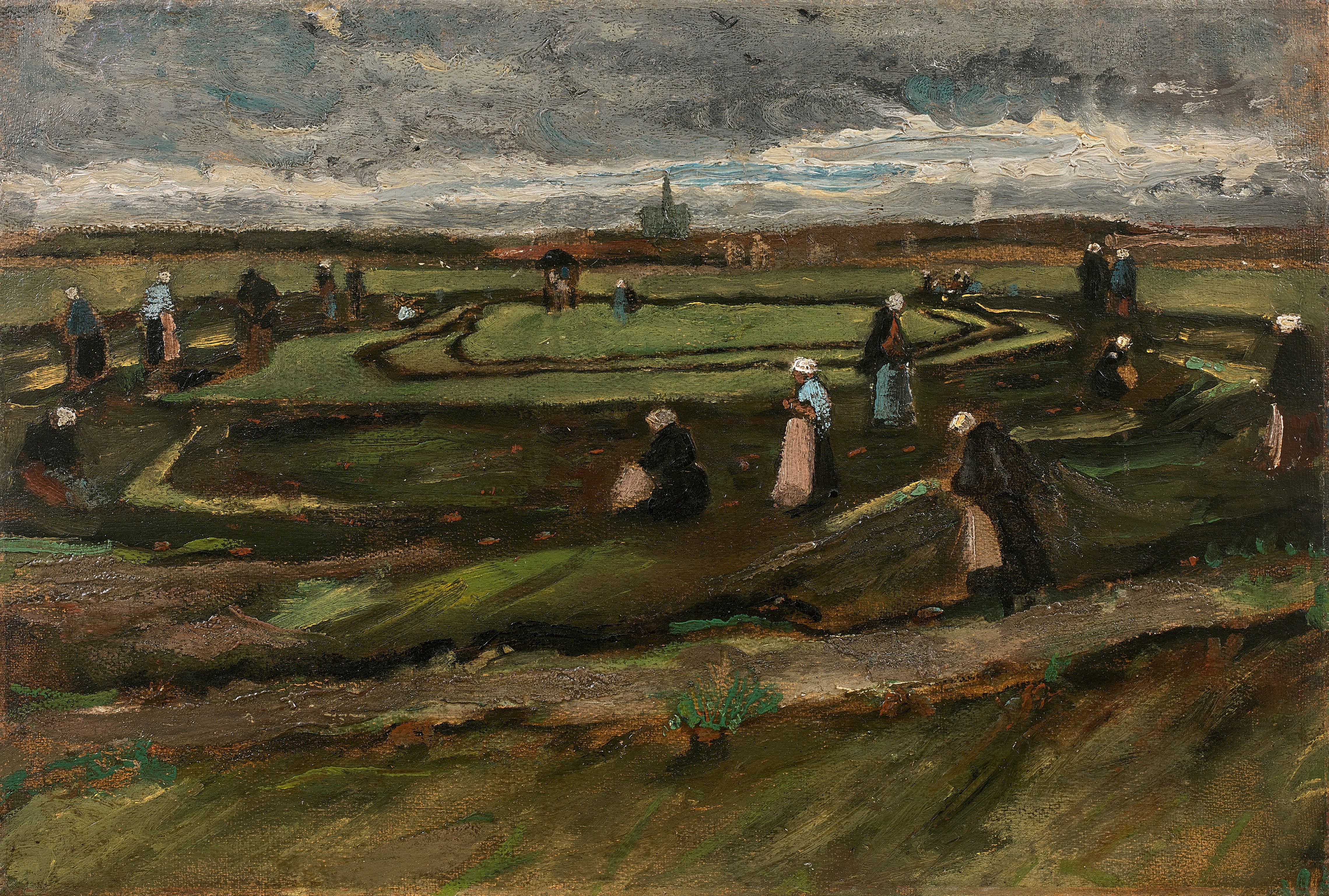Landscape with Net Menders, 1882-08, by Vincent van Gogh