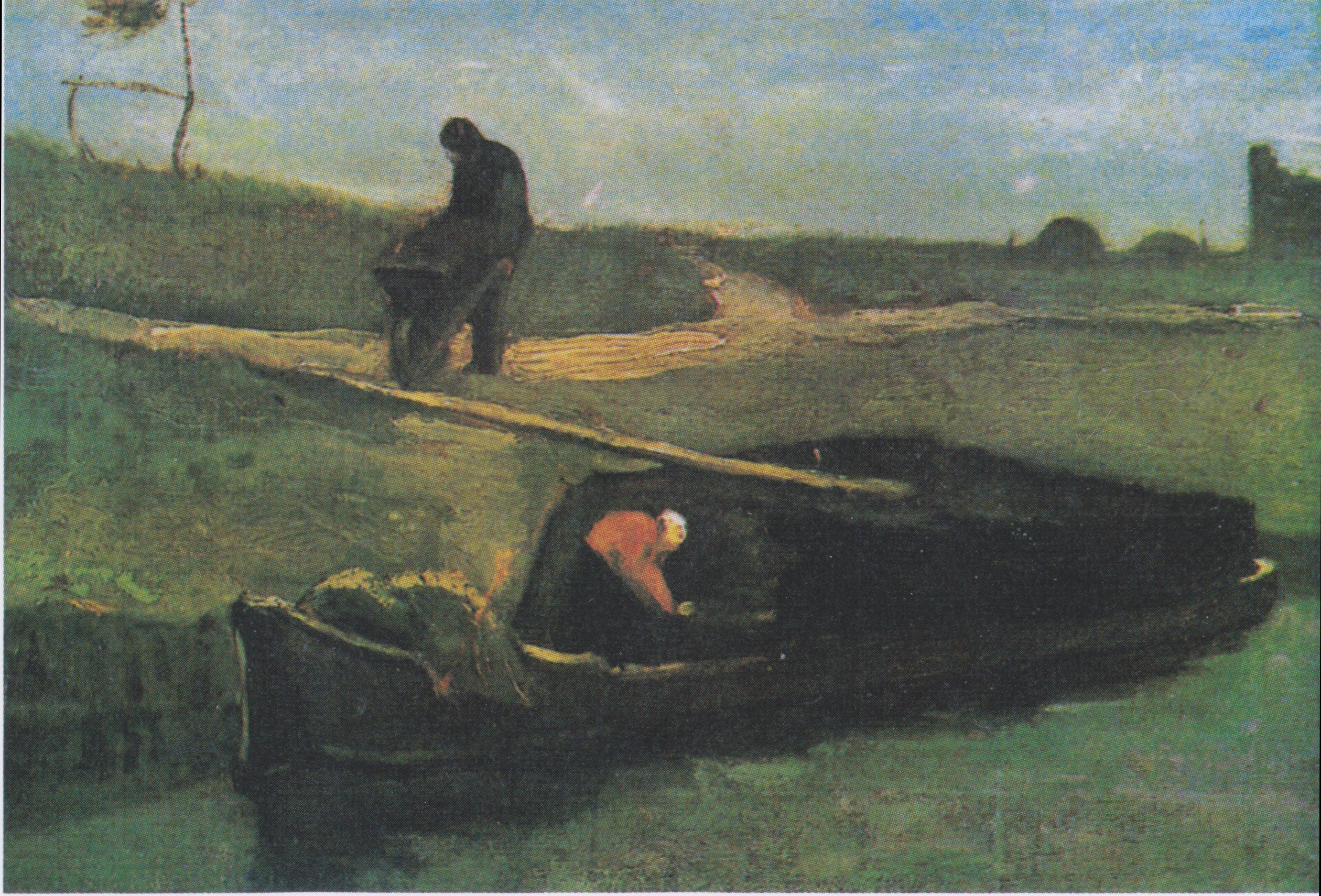Peat Boat with Two Figures, 1883-10, by Vincent van Gogh