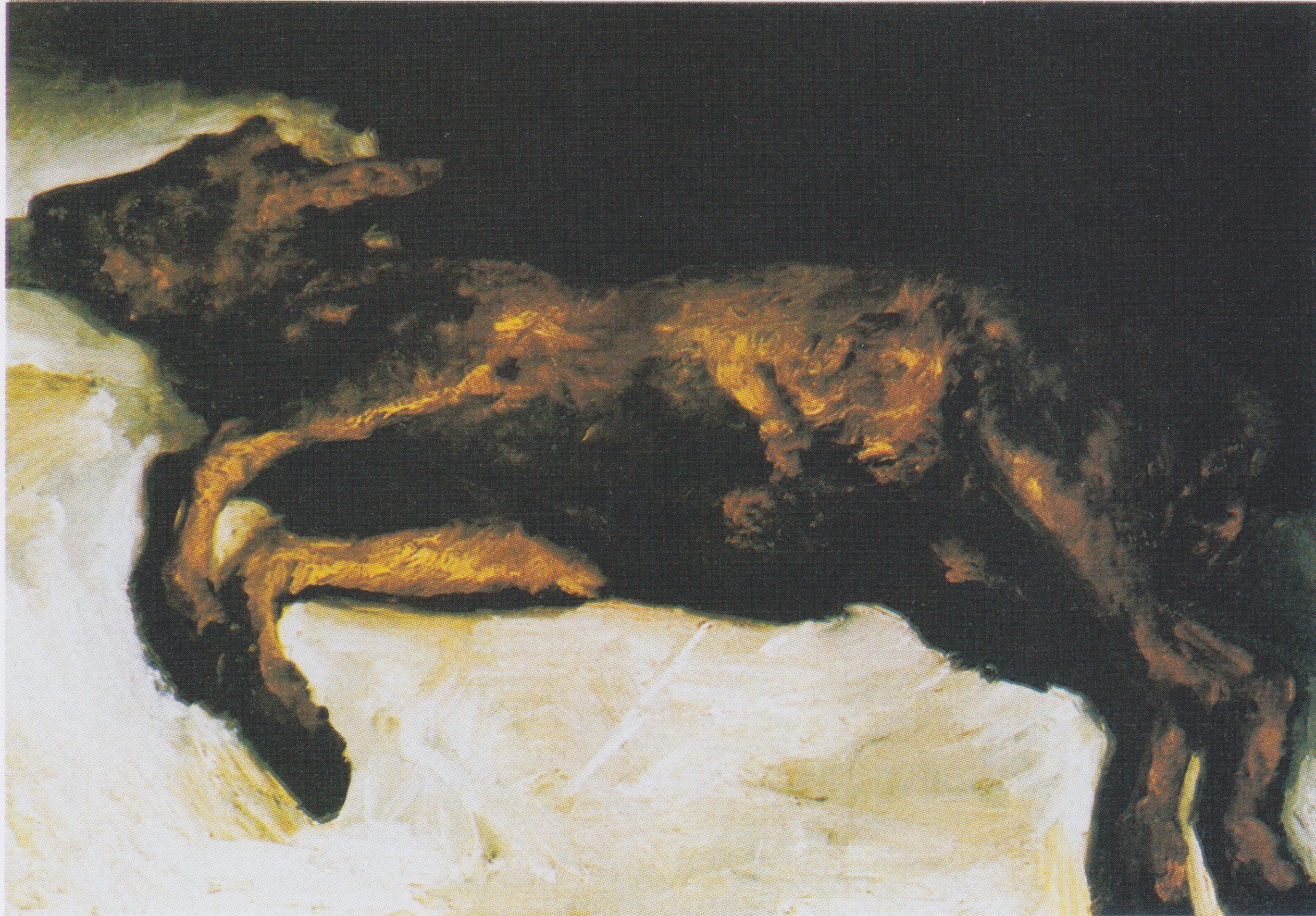 Newborn calf on straw, 1884-07, by Vincent van Gogh