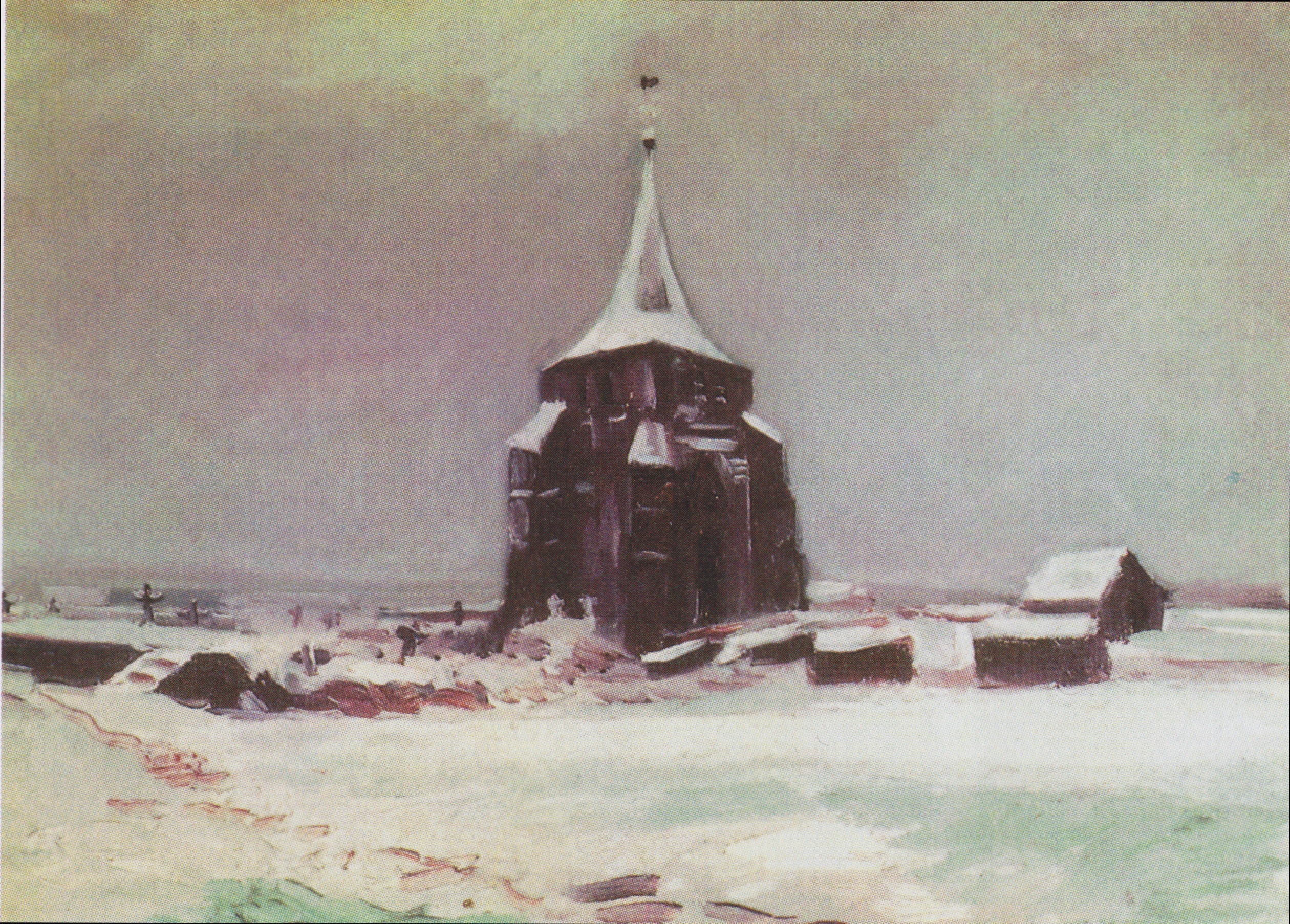 The Old Cemetery Tower at Nuenen in the Snow, 1885-01, by Vincent van Gogh