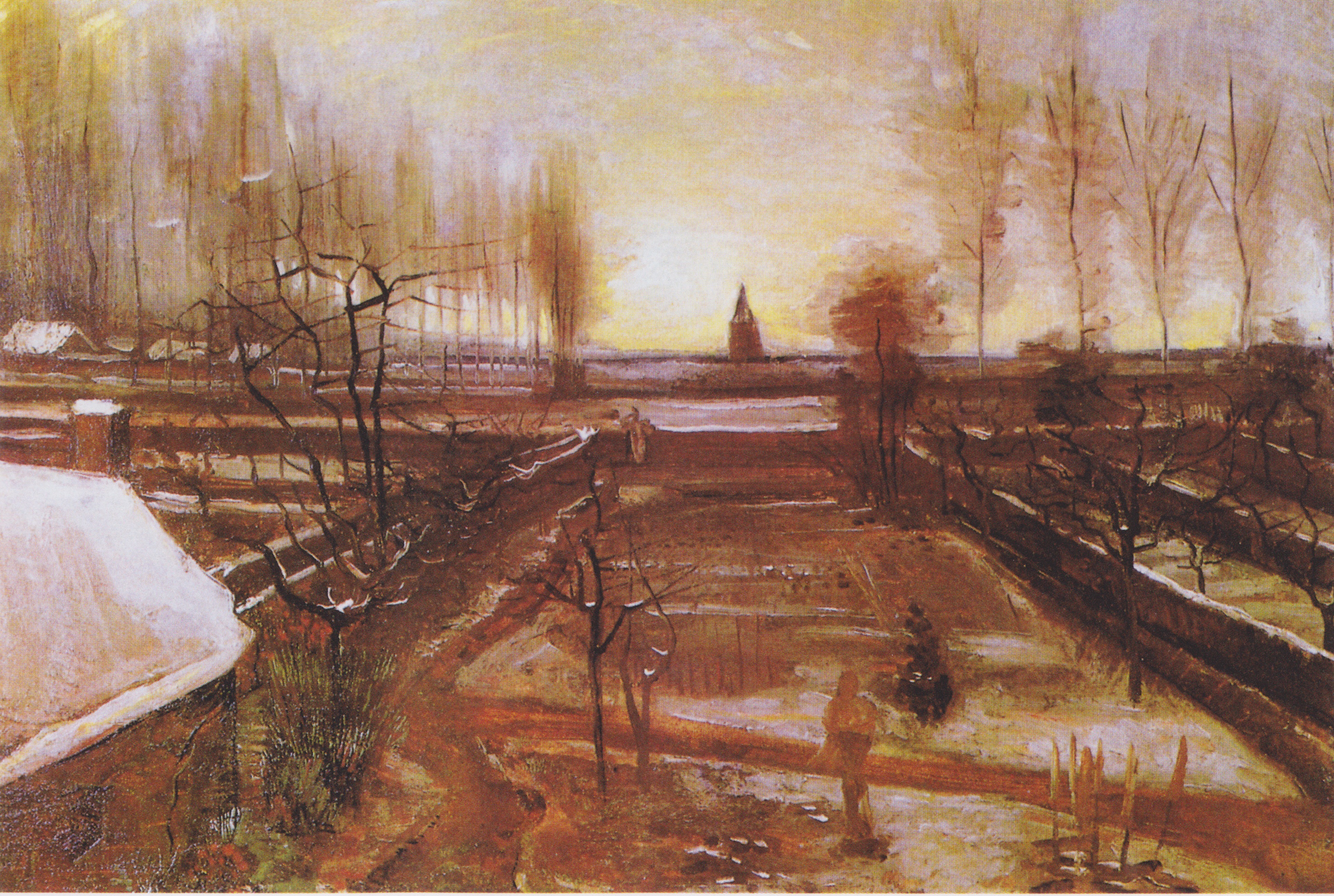 The Parsonage Garden at Nuenen in the Snow, 1885-01, by Vincent van Gogh