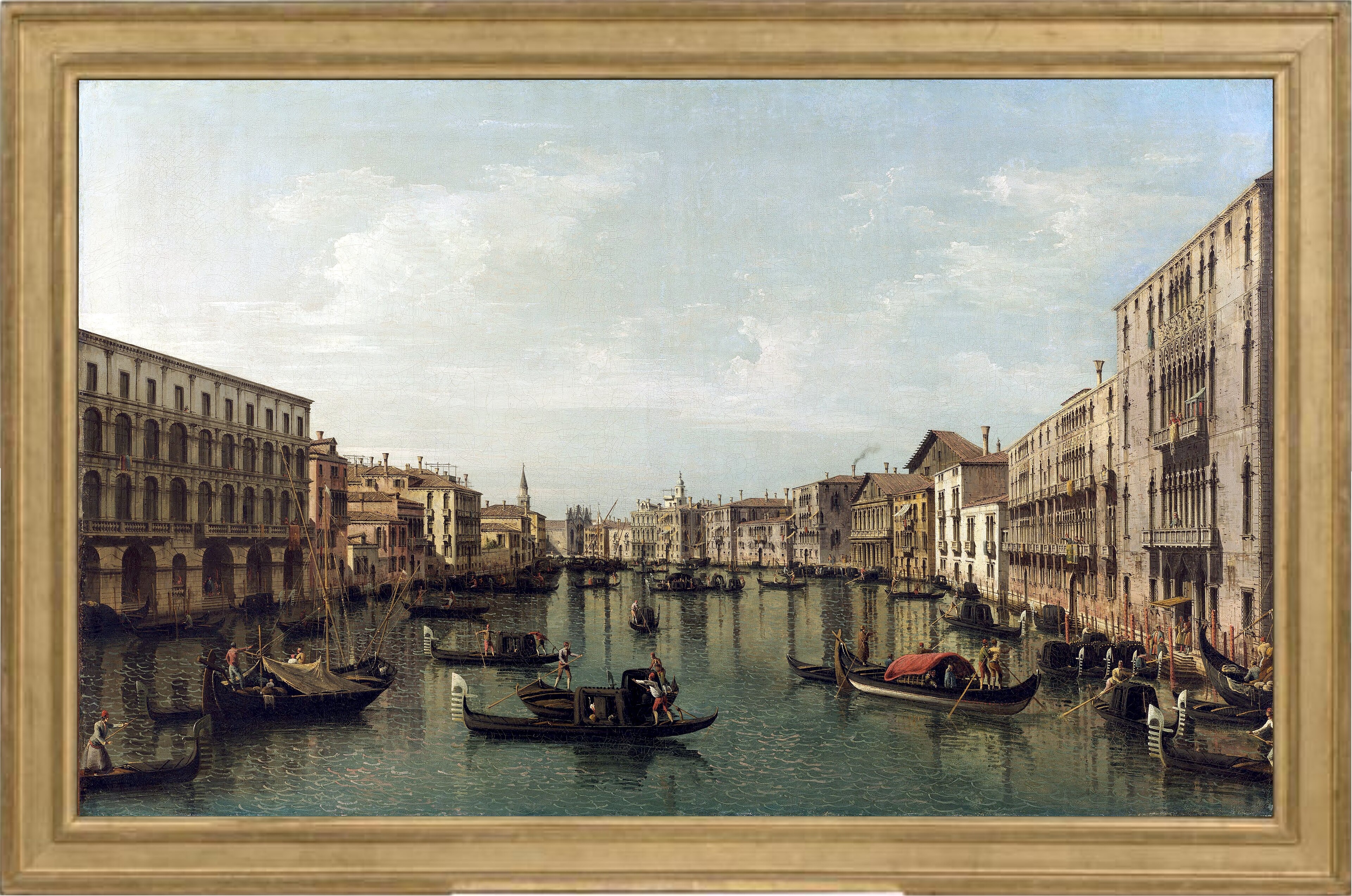 1738-39 Blick auf den Canal Grande mit dem Palazzi Foscari und Moro Lin 181,4x120,6x6,1cm 9725x6445 SNM by Bernardo Belotto gen. Canaletto (1722-1780)