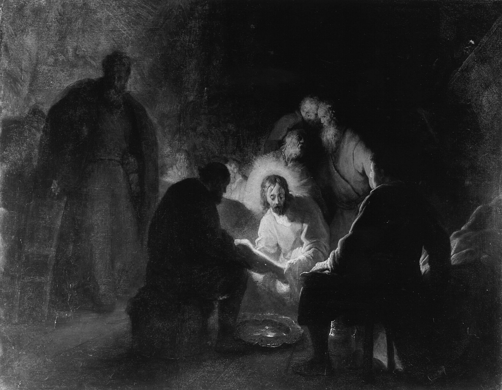 A work made of oil on paper, mounted on panel.