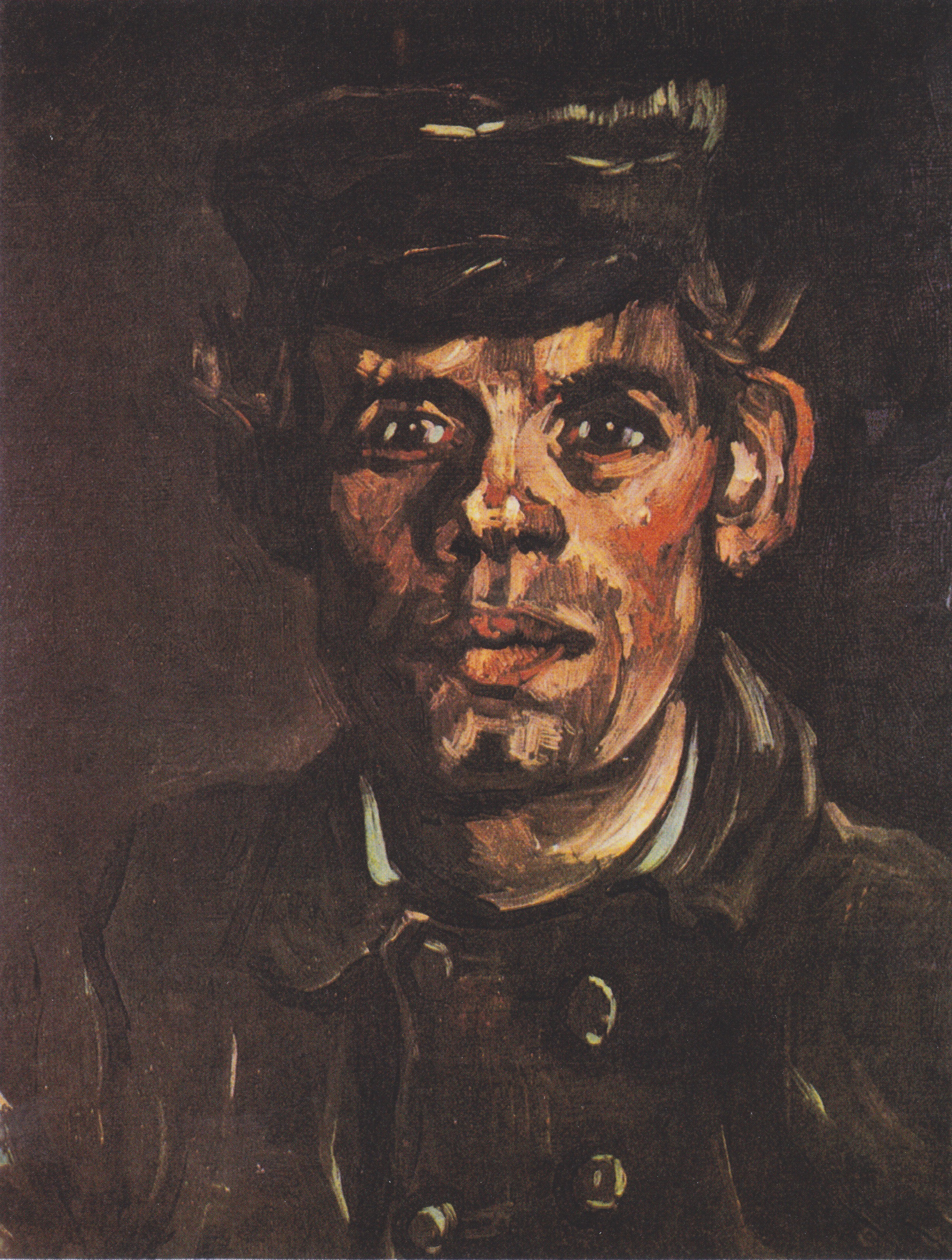 Head of a Young Peasant in a Peaked Cap, 1885-03, by Vincent van Gogh