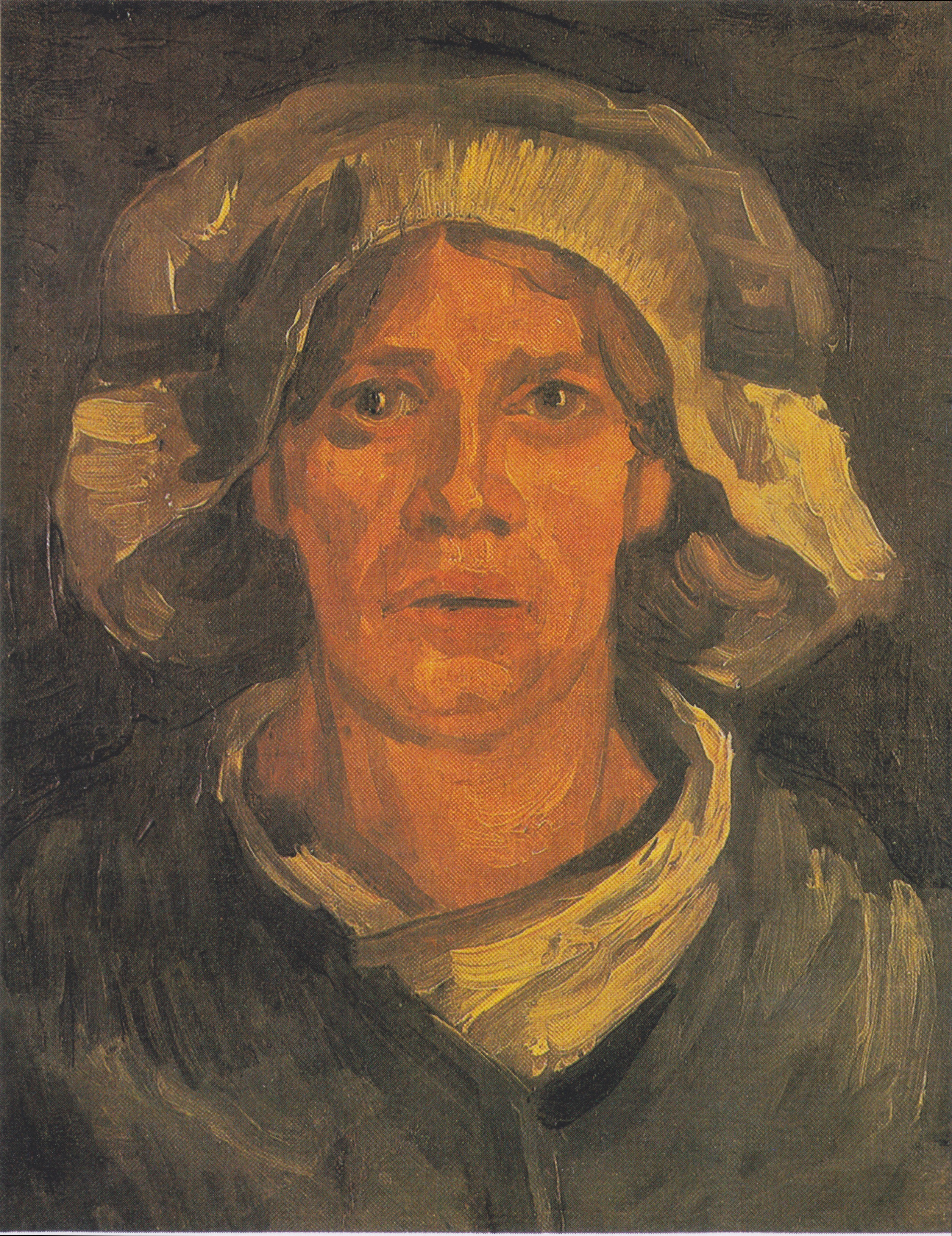 Head of a Peasant Woman with White Cap, 1885-03, by Vincent van Gogh