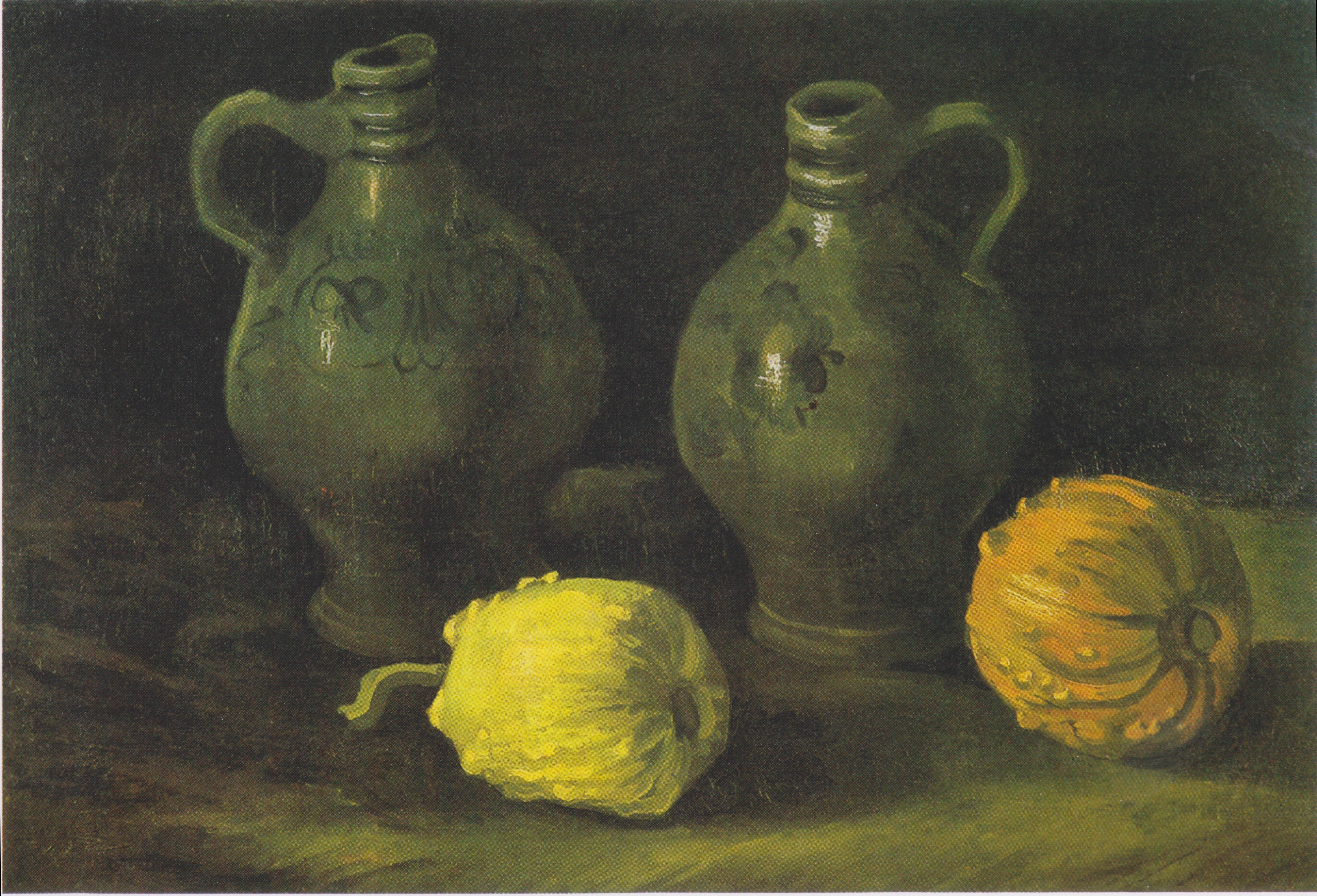Still Life with Two Jars and Two Pumpkins, 1885-09, by Vincent van Gogh