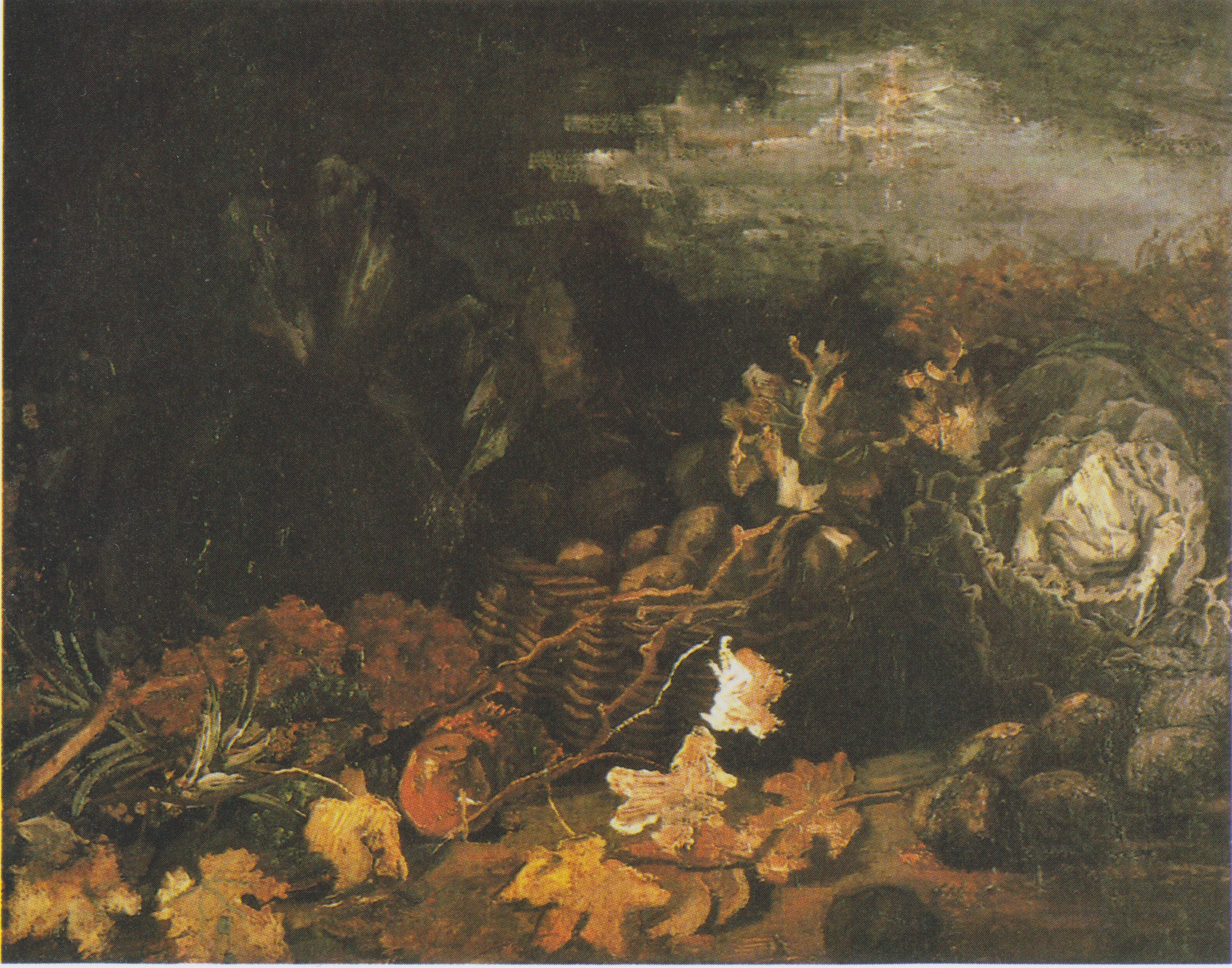 Still Life with a Basket of Potatoes, Surrounded by Autumn Leaves and Vegetables, 1885-09, by Vincent van Gogh