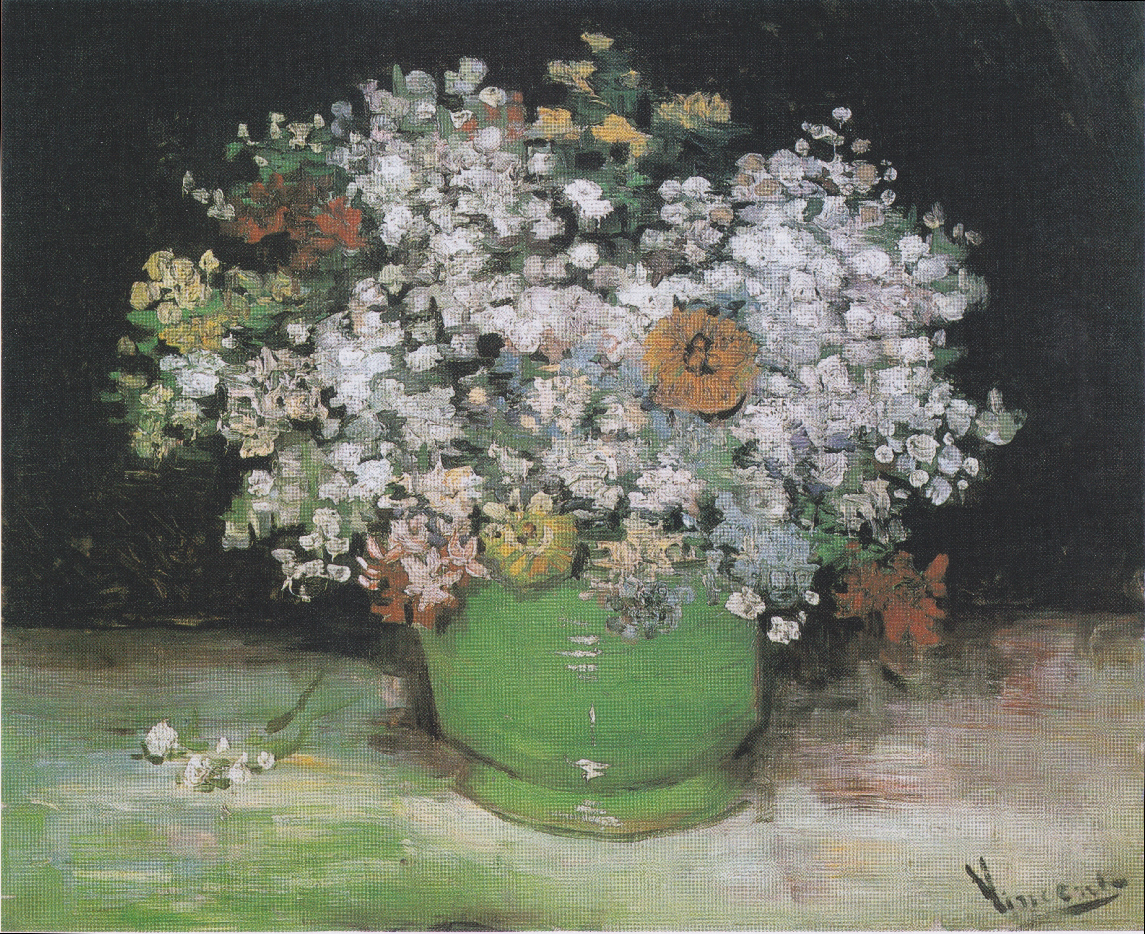 Bowl with Zinnias and Other Flowers, 1886, by Vincent van Gogh