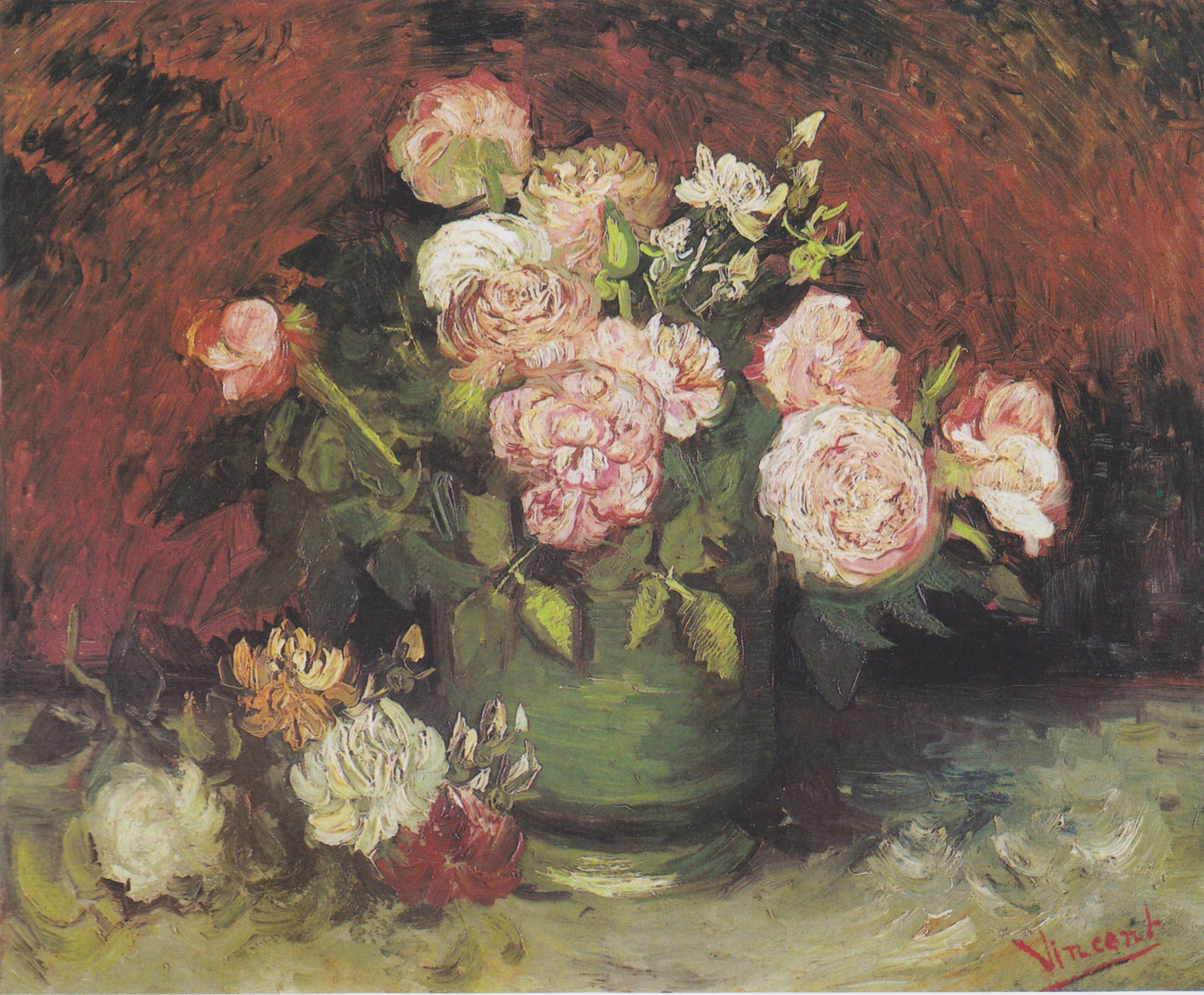 Bowl with Peonies and Roses, 1886, by Vincent van Gogh