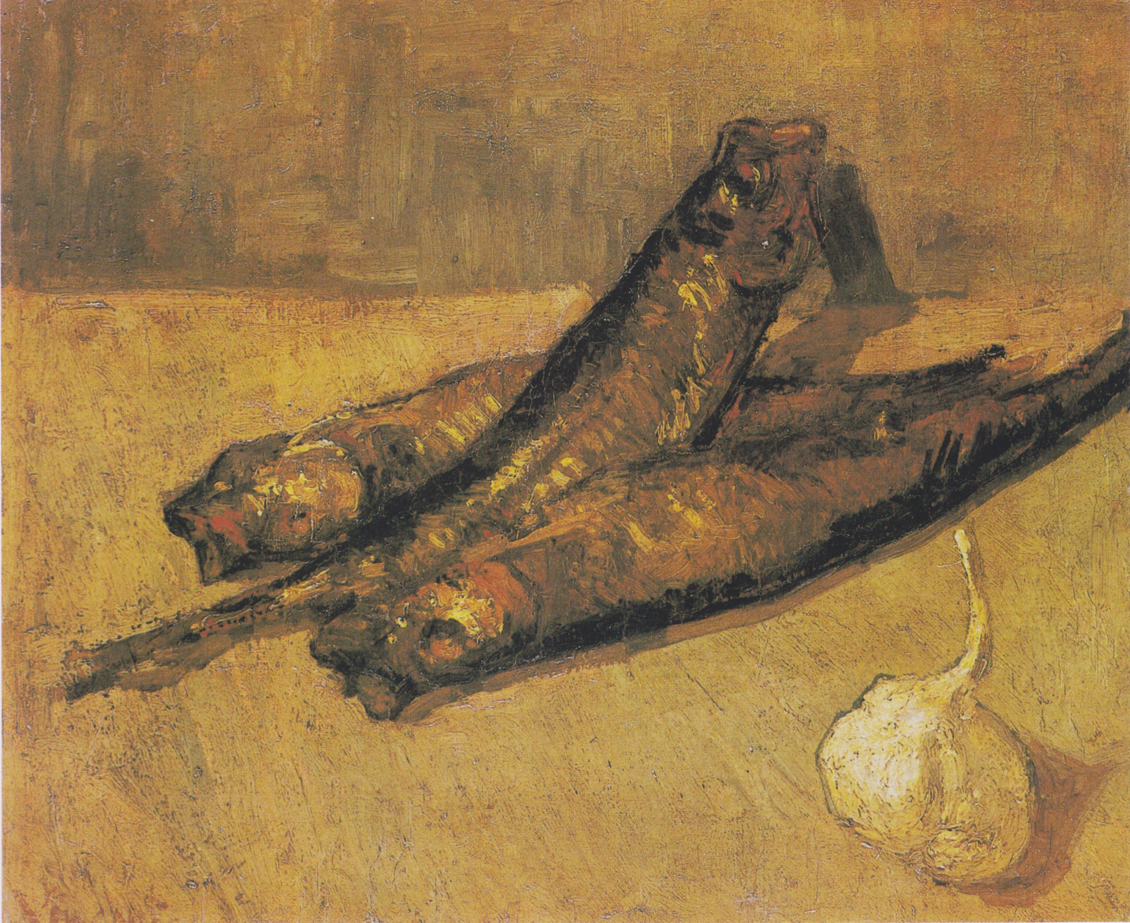Still life with buckling and garlic-onion, 1887, by Vincent van Gogh