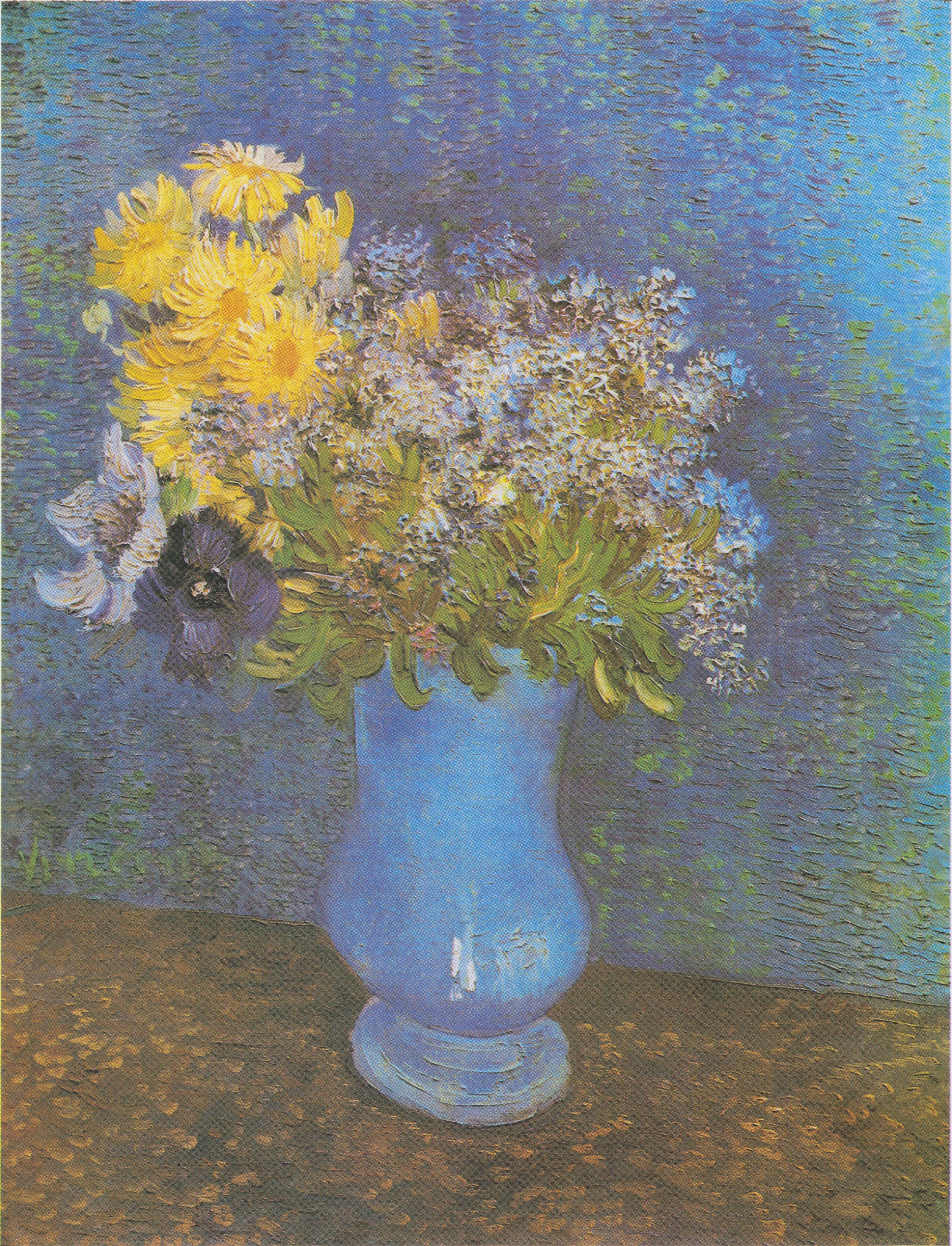 Vase with Lilacs, Daisies and Anemones, 1887, by Vincent van Gogh