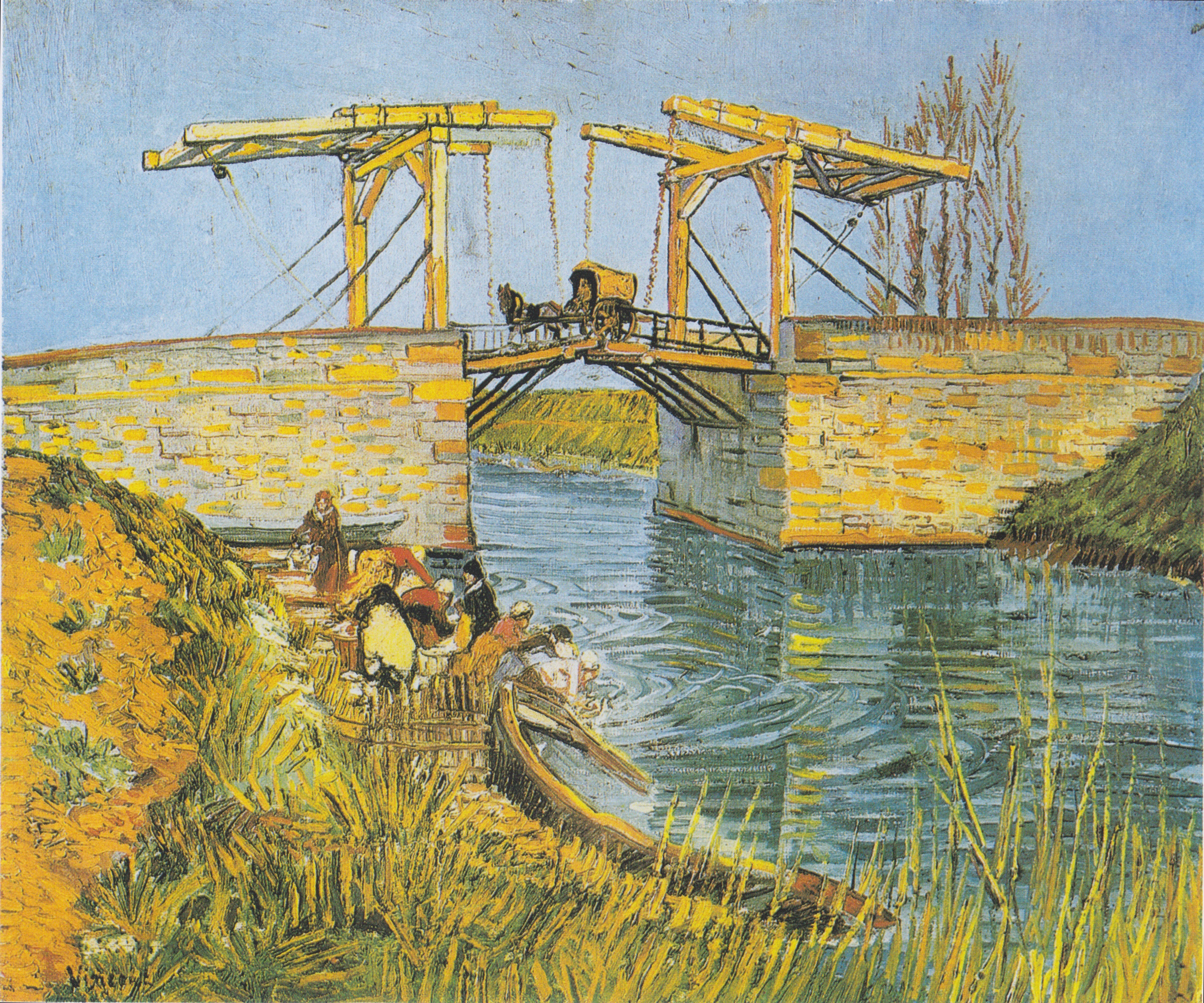Langlois Bridge at Arles with Women Washing, The, 1888-03, by Vincent van Gogh