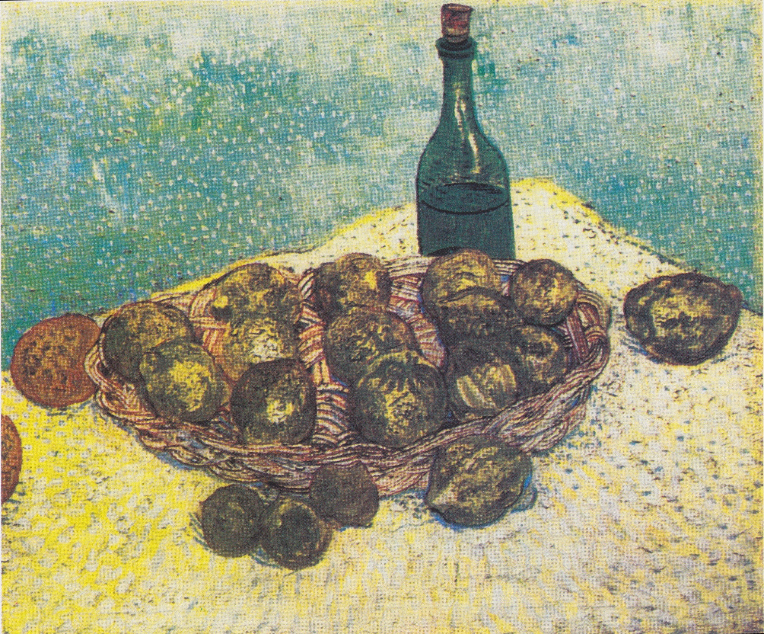 Still Life: Bottle, Lemons and Oranges, 1888-05, by Vincent van Gogh