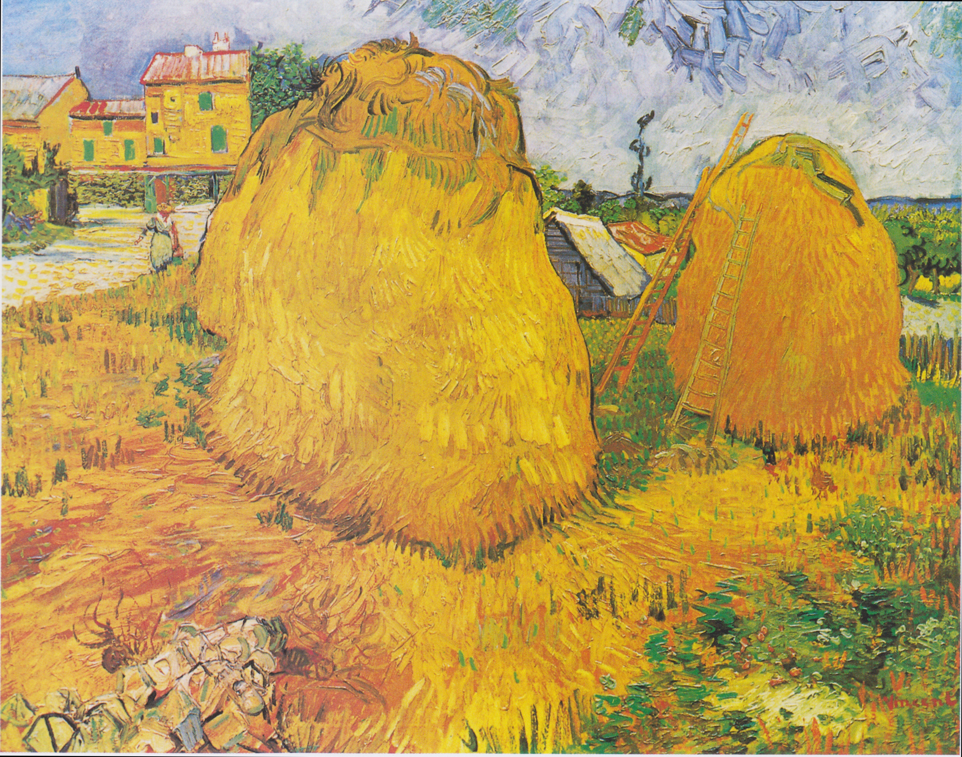 Haystacks in Provence, 1888-06, by Vincent van Gogh